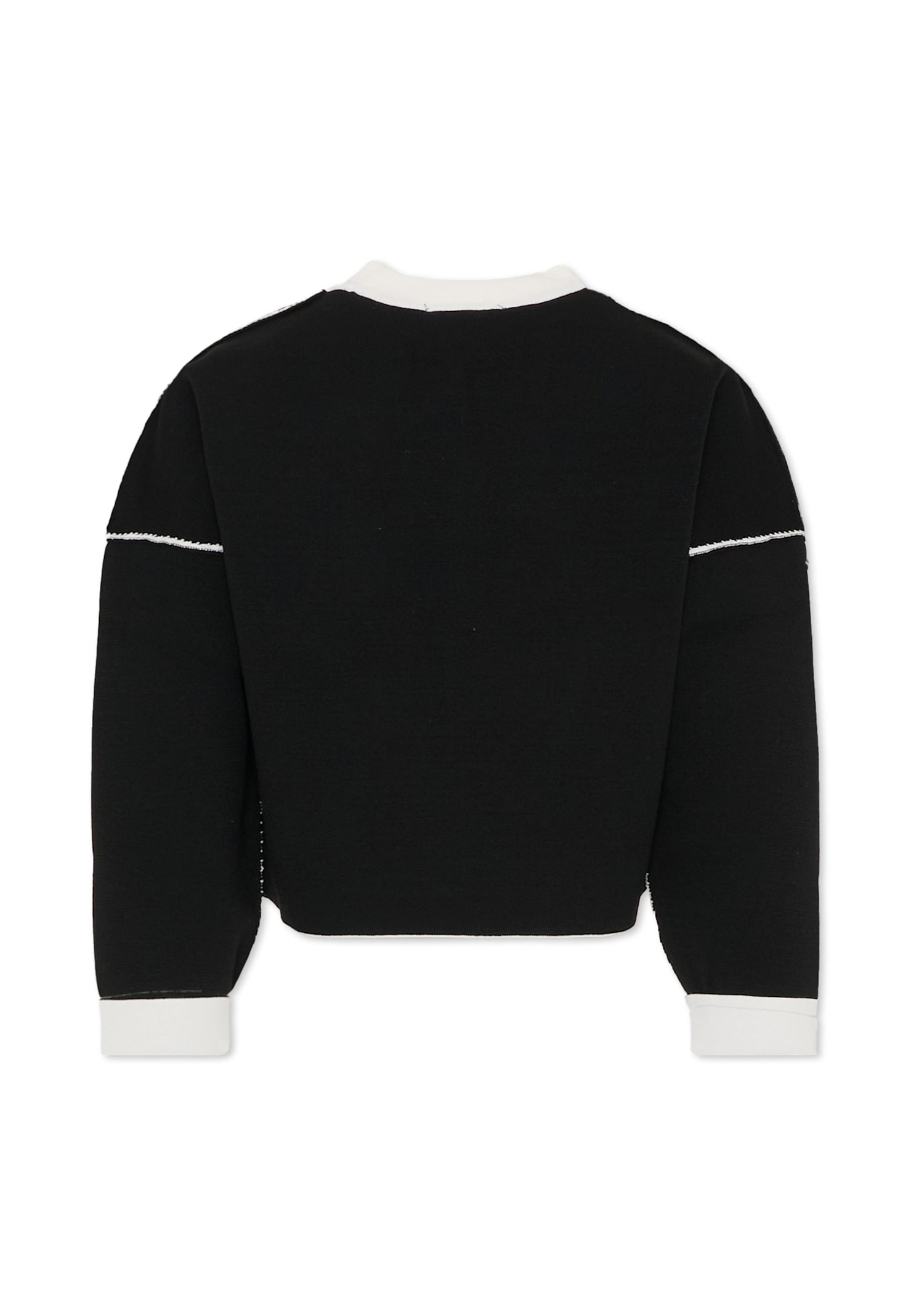 Dkny Reversible Black Crop Sweater For Girl With Logo In Multi