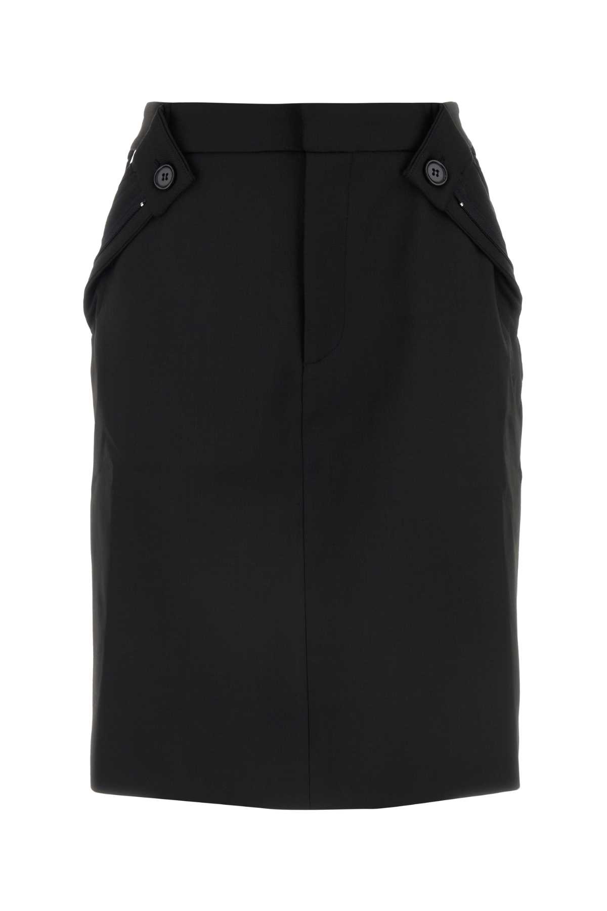 Black Stretch Polyester Blend Skirt