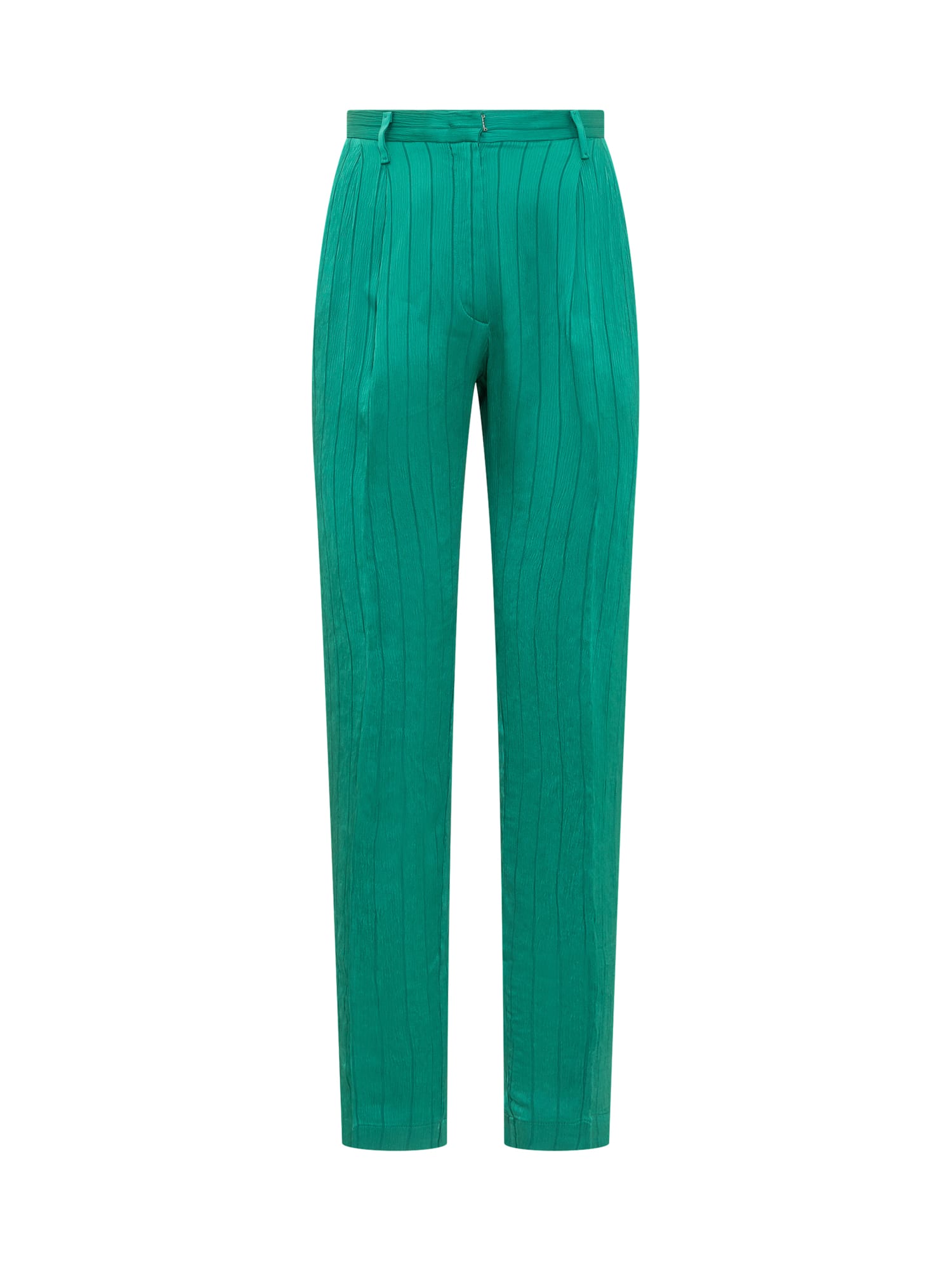 Shop Forte Forte Striped Trousers In Emerald
