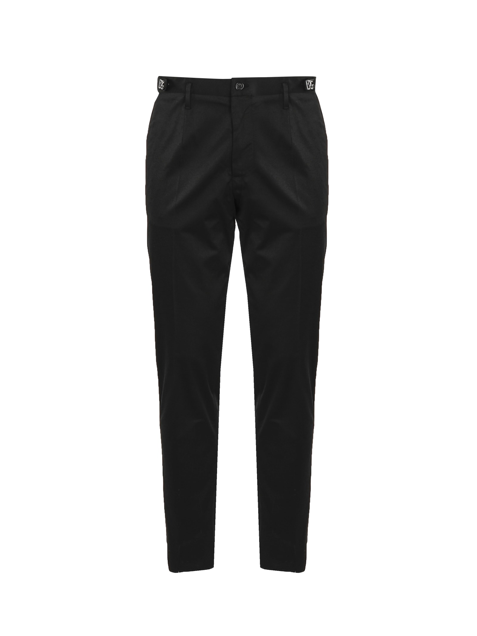 Shop Dolce & Gabbana Stretch Cotton Trousers In Black