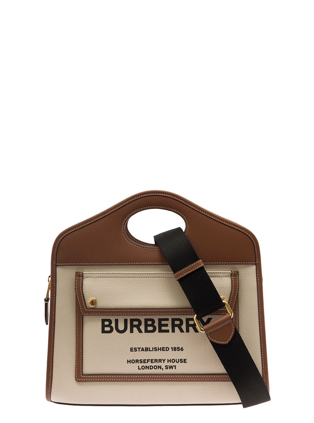 BURBERRY POCKET TWO-TONE SMALL TOTE BAG