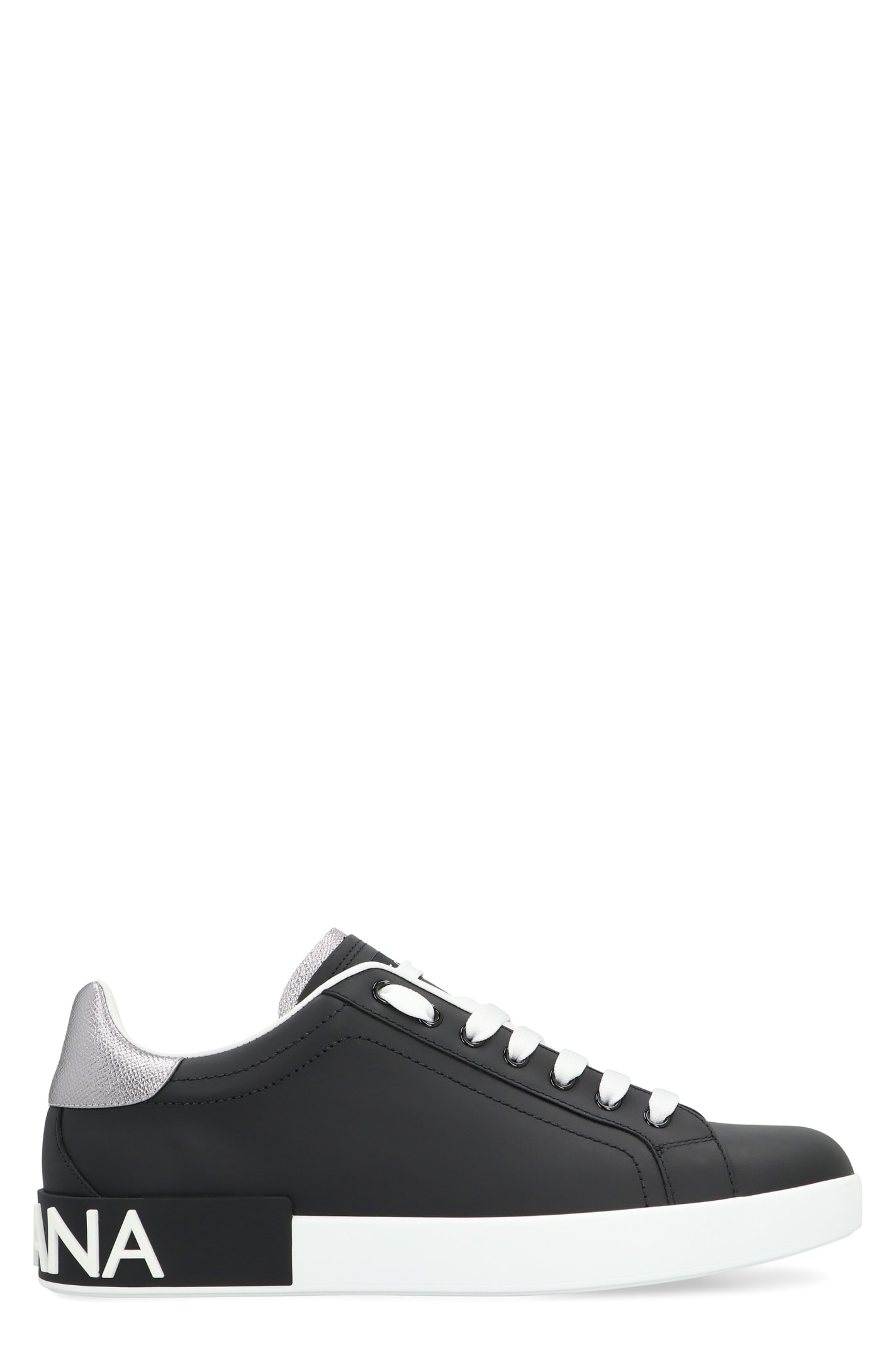 Dolce & Gabbana Portofino Spoiler Leather Low-top Sneakers In Black