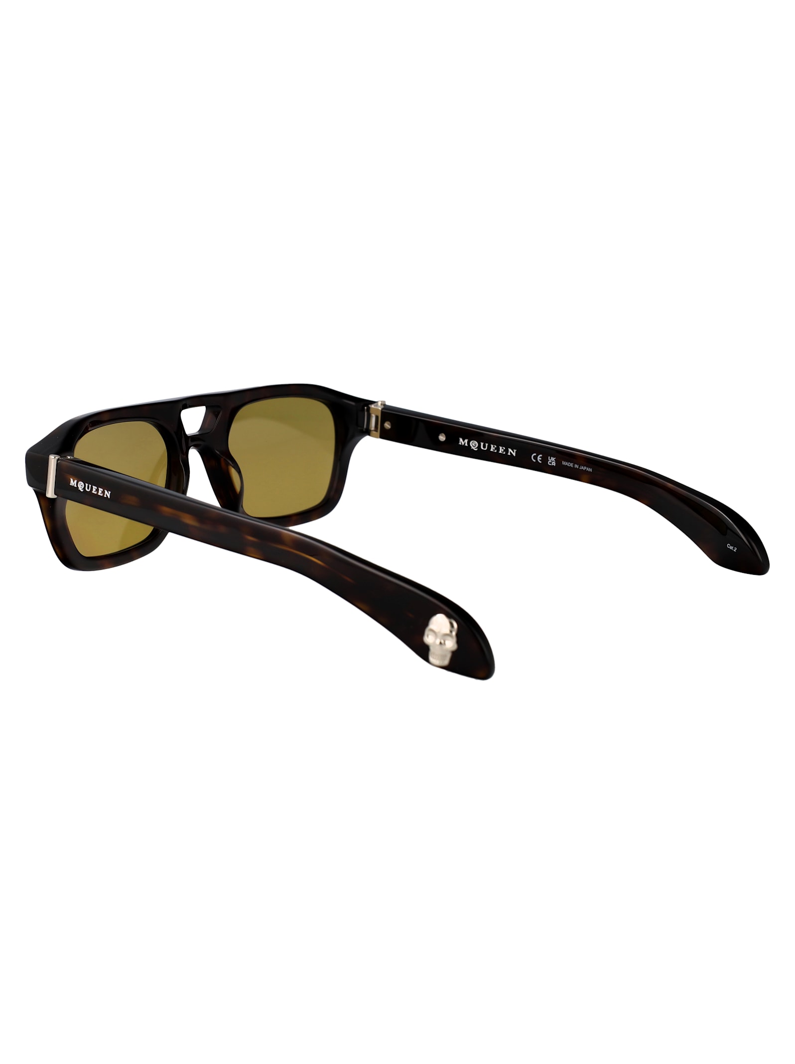 Alexander Mcqueen Havana-havana-yellow Recycled Acetate Sunglasses