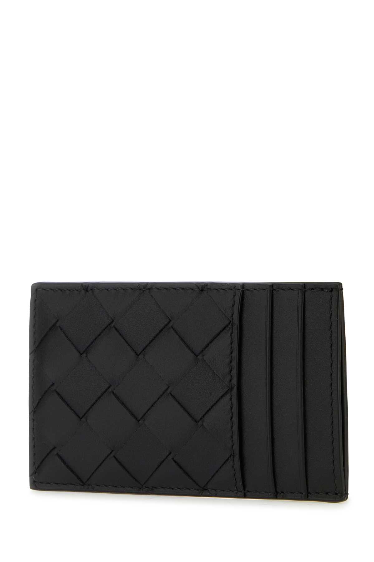 Bottega Veneta Black Leather Cardholder In Blacksilver
