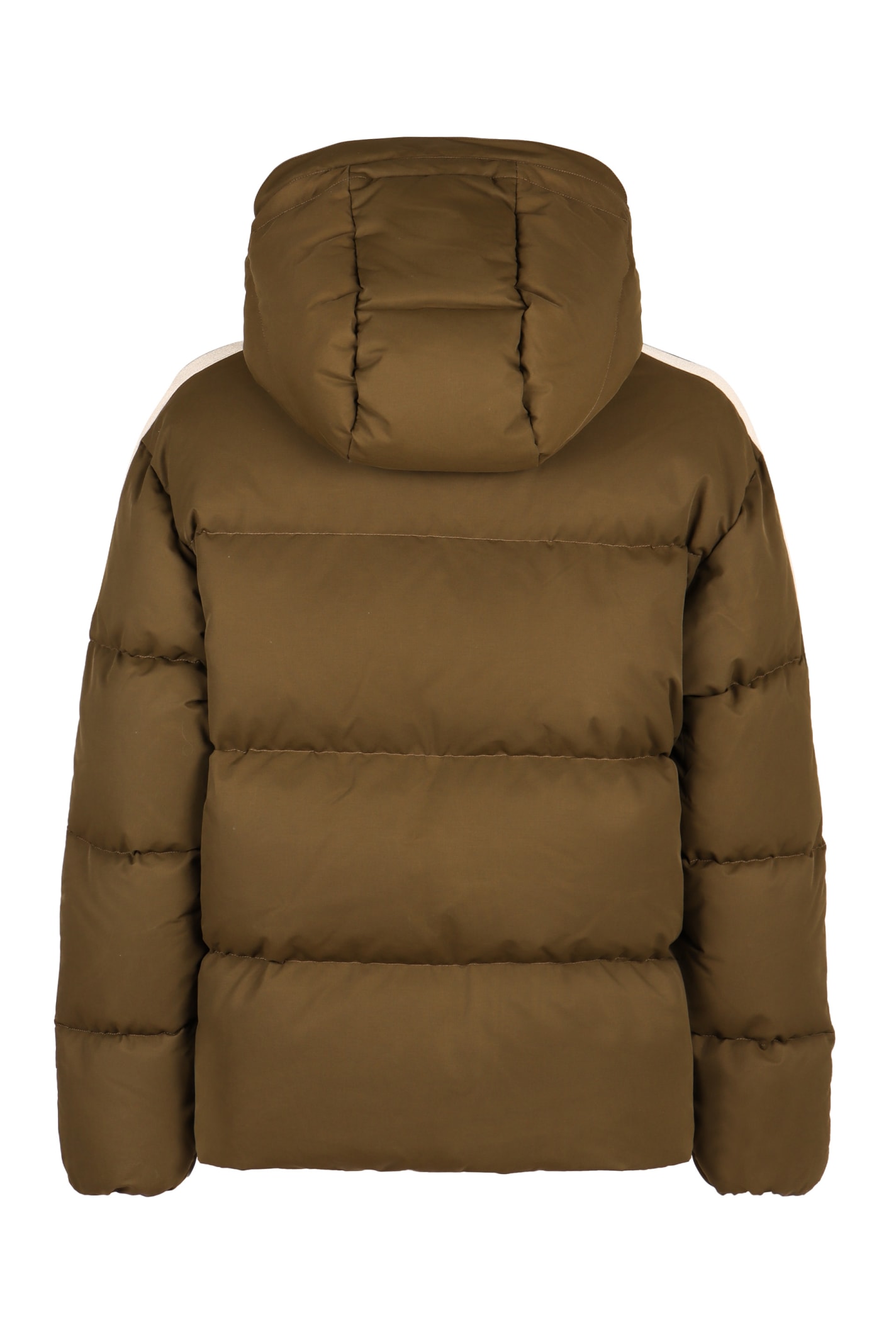 Shop Palm Angels Hooded Down Jacket In Green