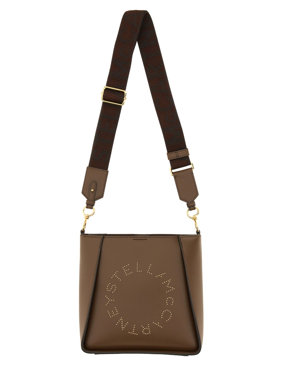 Shop Stella Mccartney Shoulder Bag With Logo In Brown