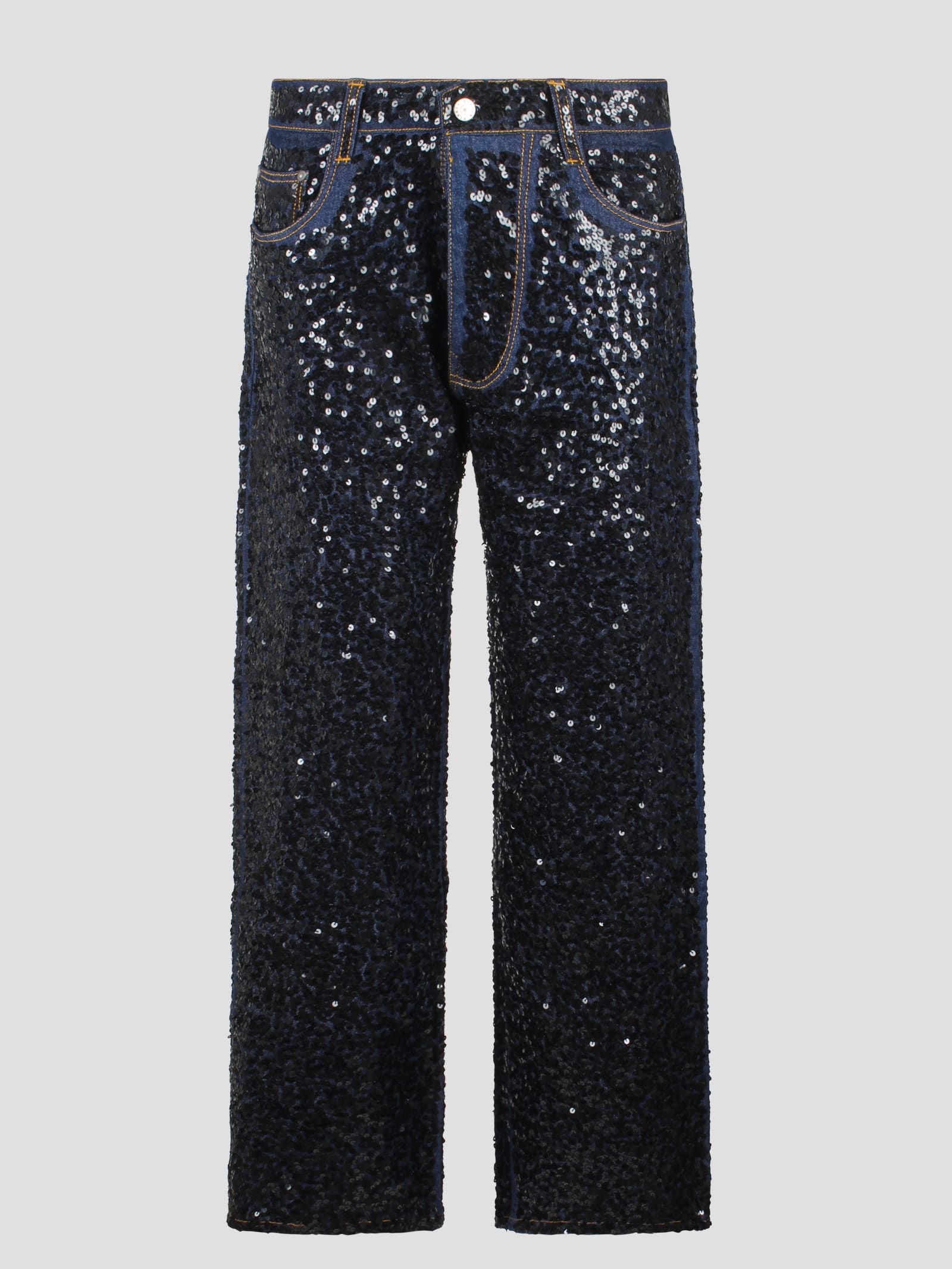 Shop P.a.r.o.s.h Guff Paillettes Jeans In Blue