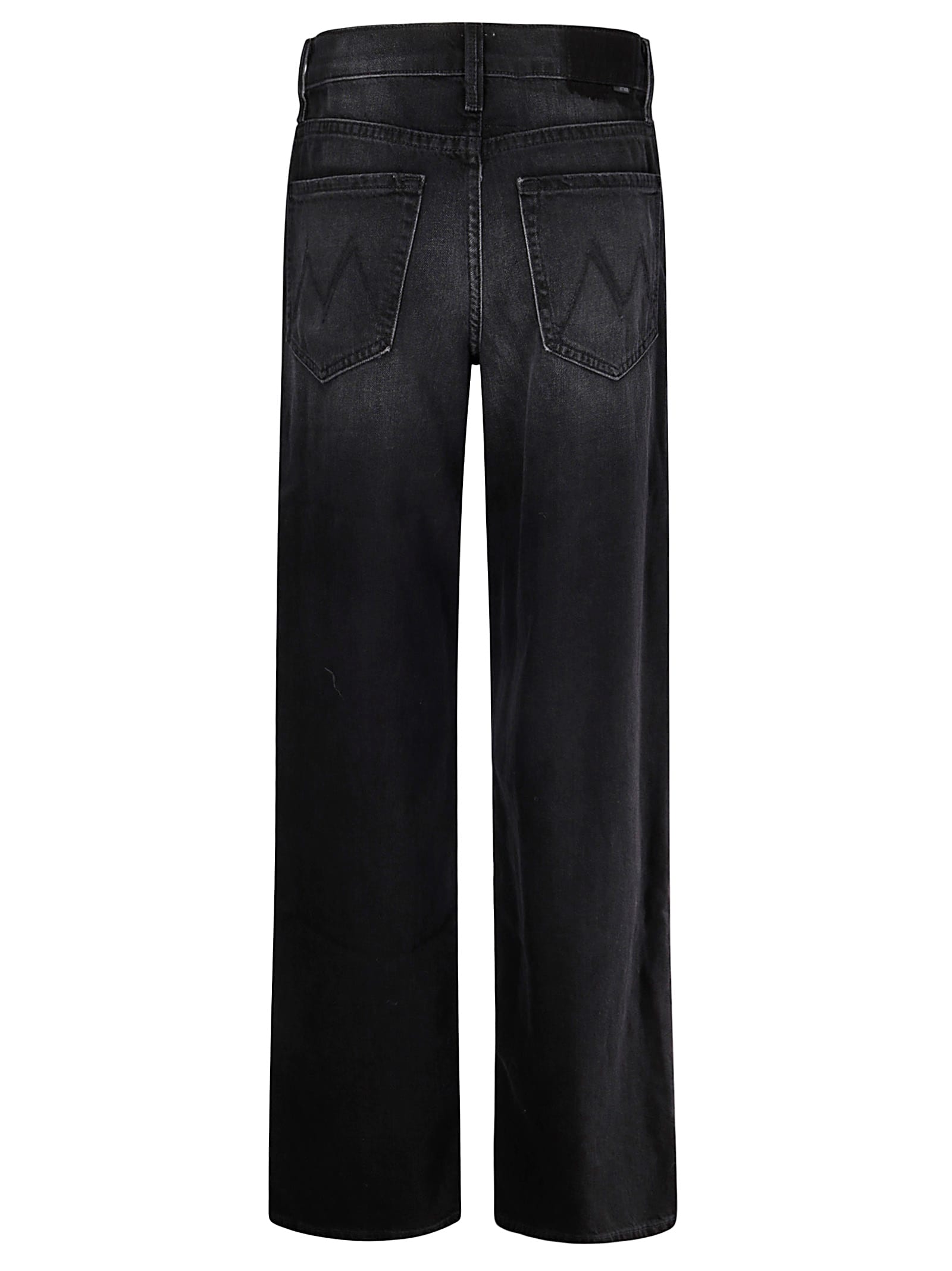 Mother Patch Pocket Rambler Zip Sneak Vroom Wide Straight Leg Jean In Black Magic