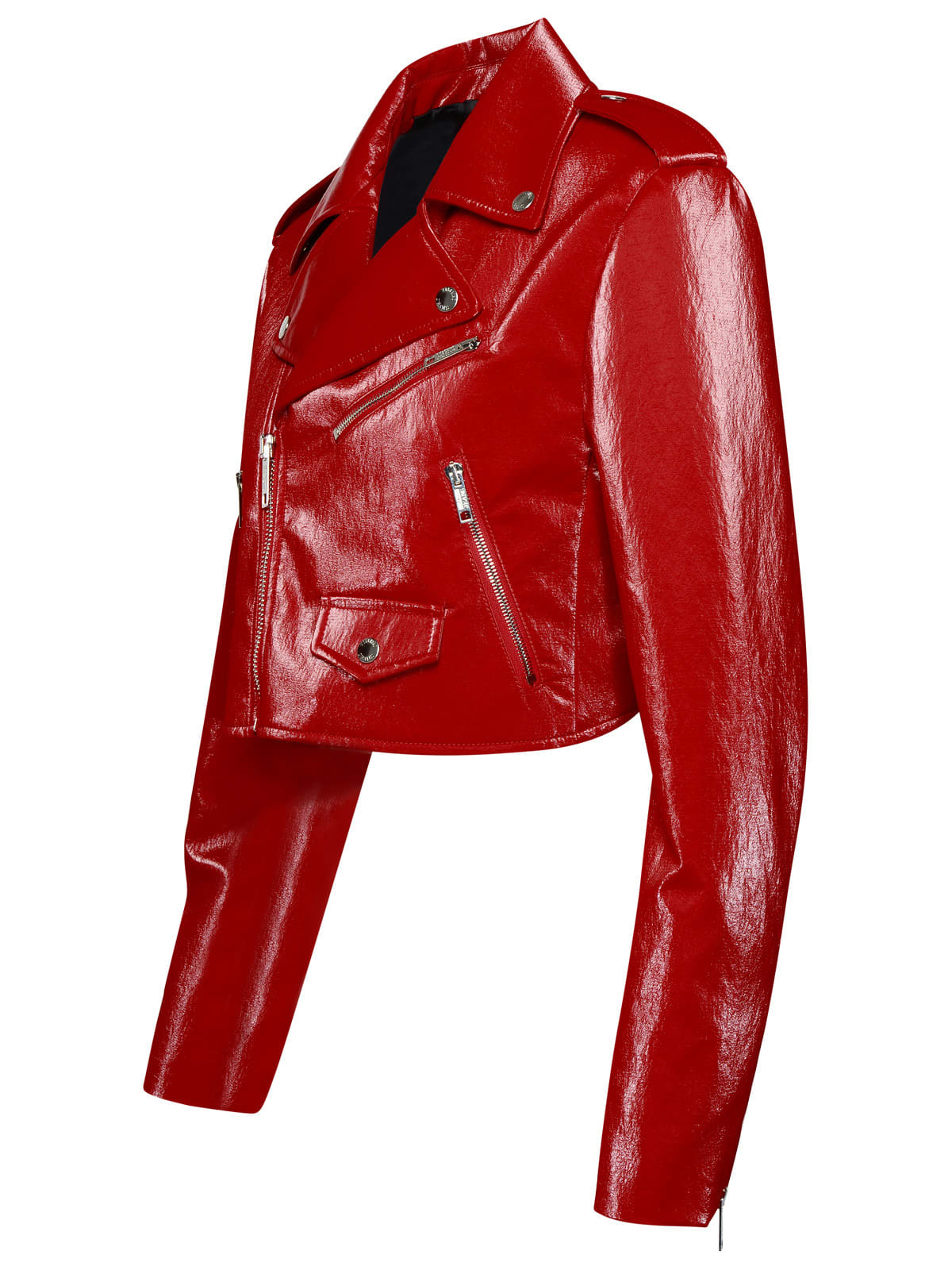 Shop M05ch1n0 Jeans Red Cotton Blend Biker Jacket