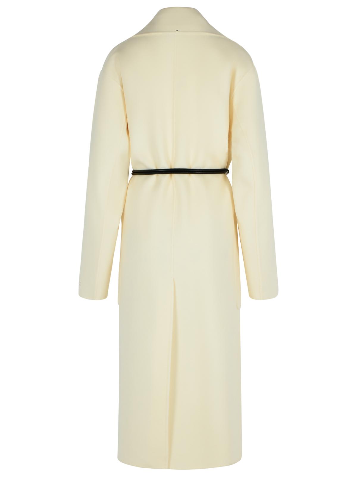 Sportmax Wool Dressing Gown Coat With Belted Waist In Neutral