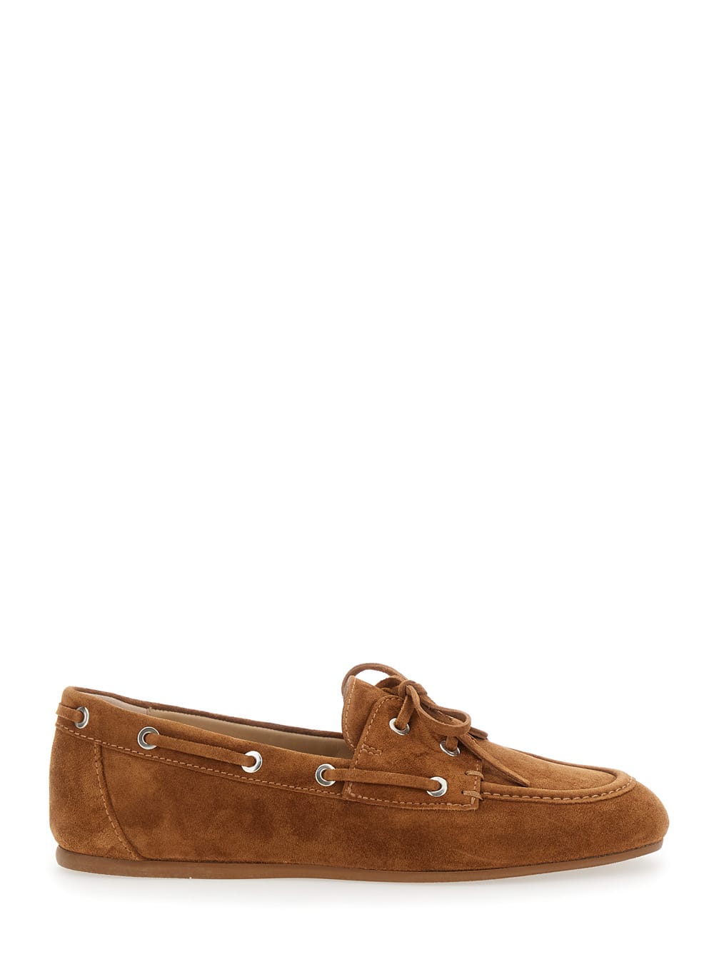 tinsley Brown Lace Up Loafers With Eyelets In Suede Woman