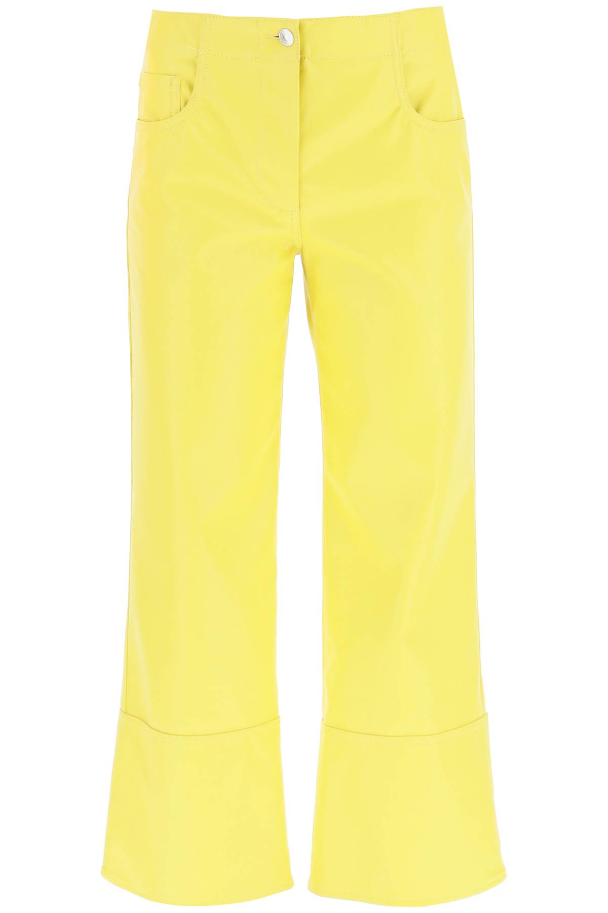 Shop Msgm Faux-nappa Bootcut Pants In Yellow (yellow)