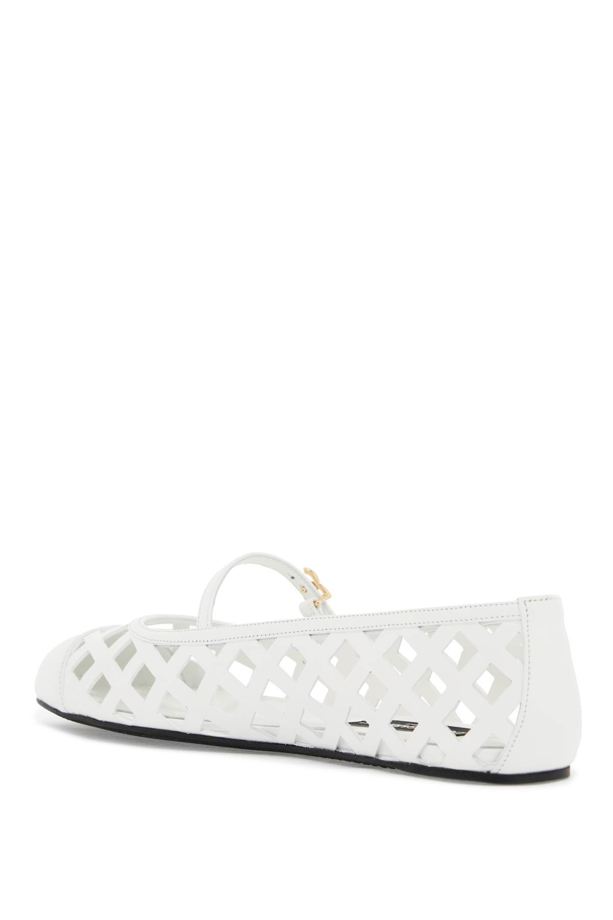 Shop Dolce & Gabbana Perforated Leather Odette In Bianco Ottico (white)