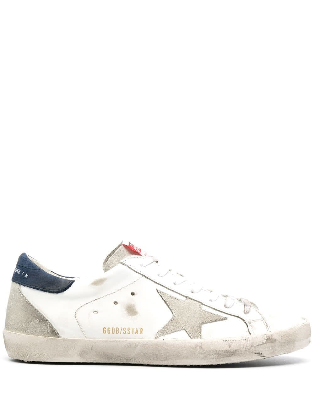 Golden Goose Man White Super-star Sneakers With Suede Star And Back Patch