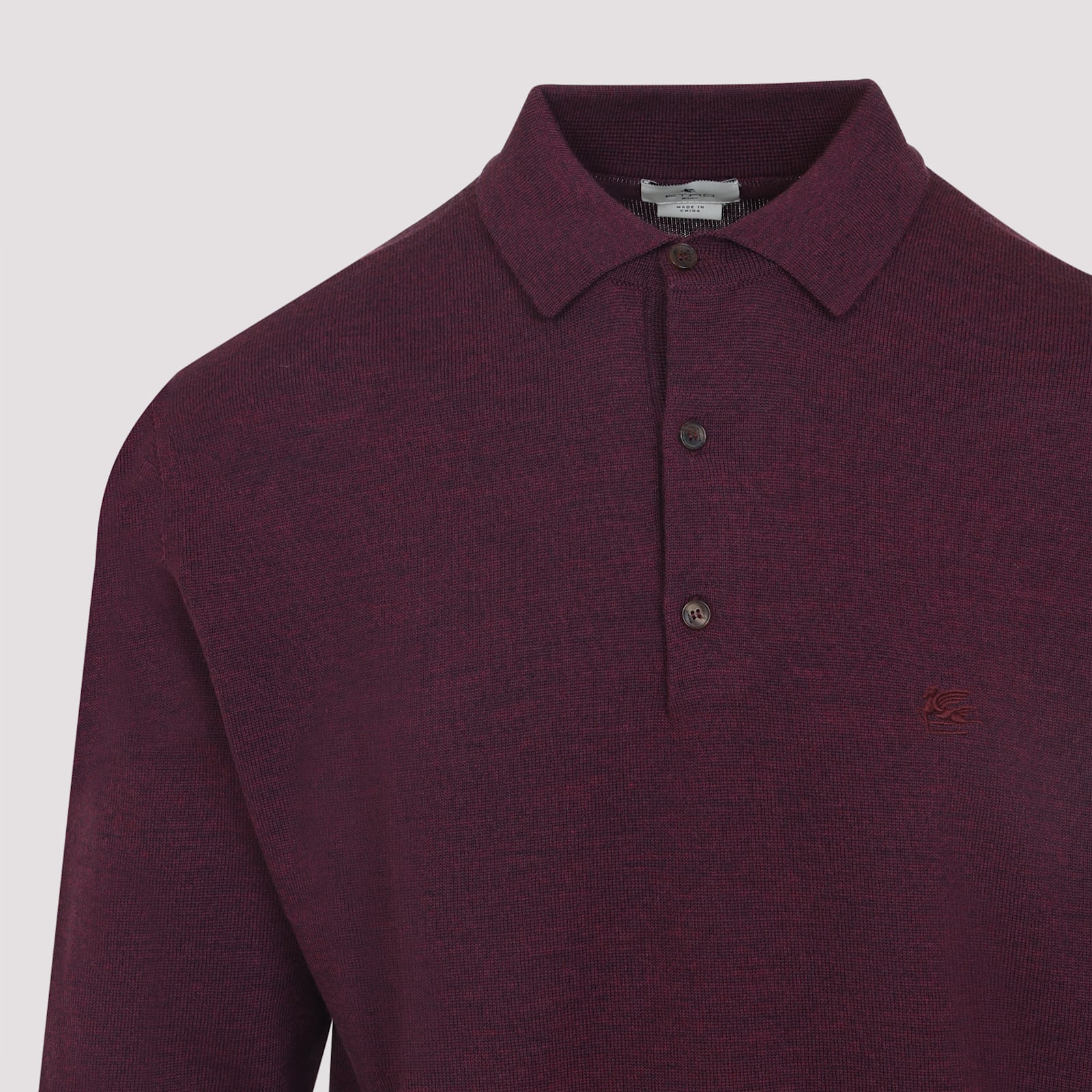 Etro Knitted Long-sleeved Polo Sweater In Purple