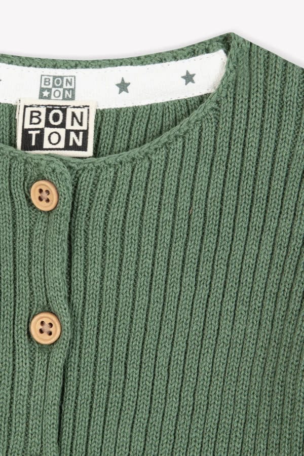 Shop Bonton Cardigan A Coste In Green