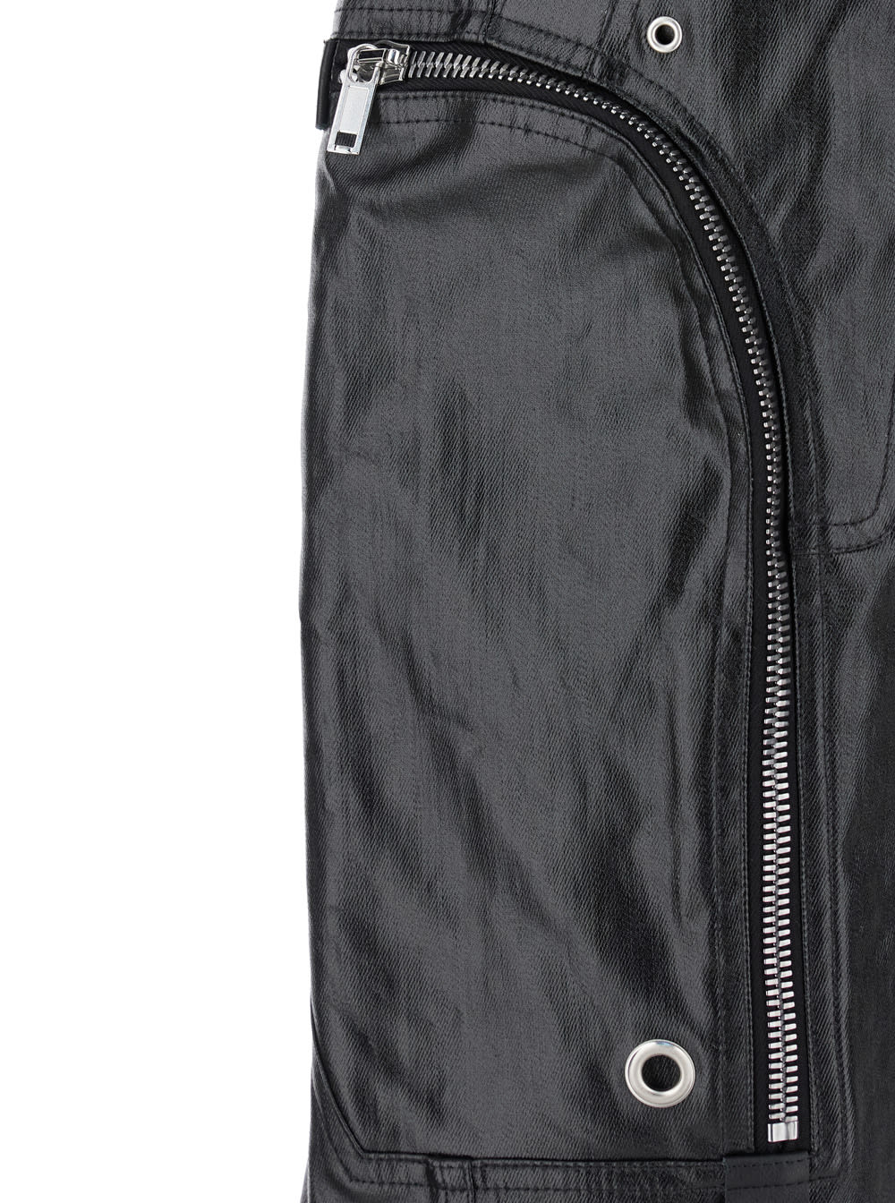 Shop Rick Owens Bauhaus Black Cargo Pants With Oversized Drawstring In Shiny Denim Man