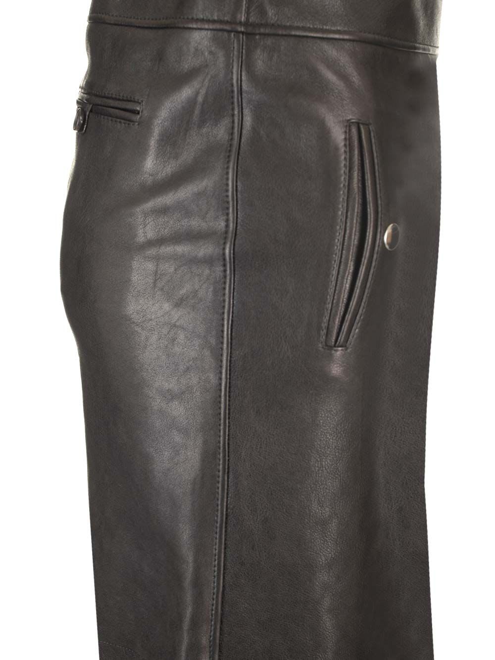 Shop Alexander Mcqueen Nappa Leather Midi Skirt In Black