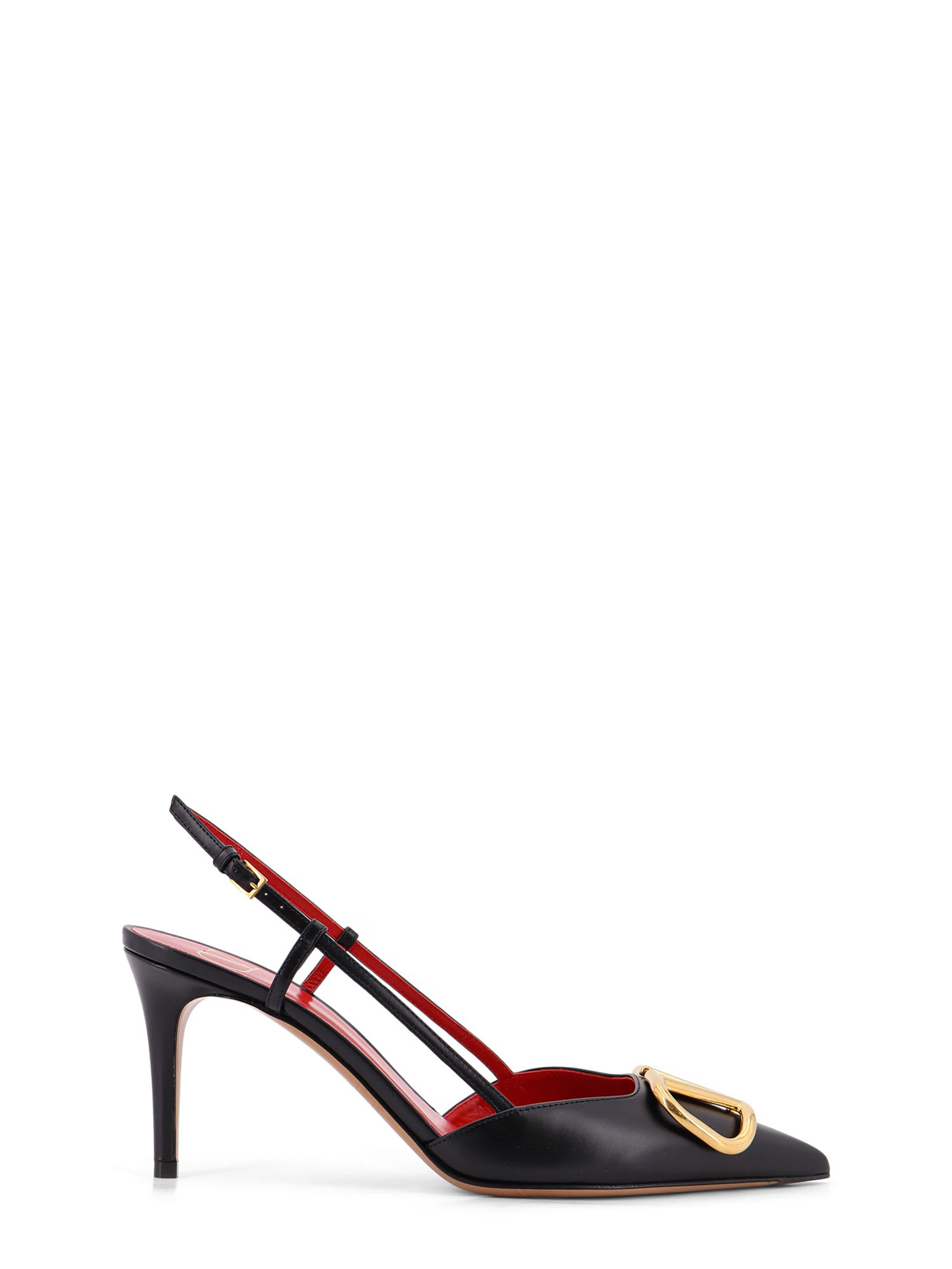 Valentino Garavani Vlogo Signature Leather Slingback Pumps In Black