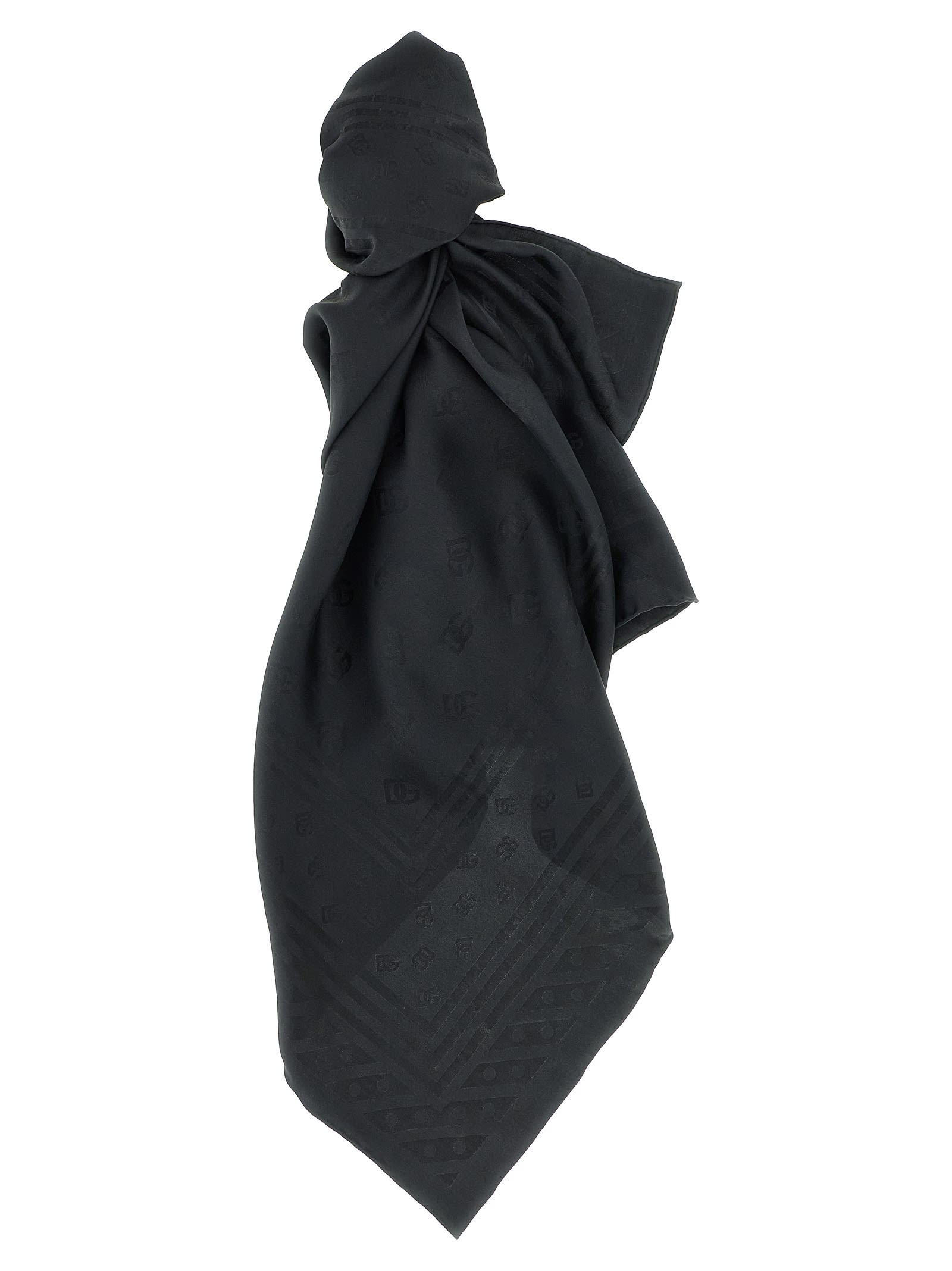 Dolce & Gabbana Logo Scarf Scarves And Foulards Black In Black