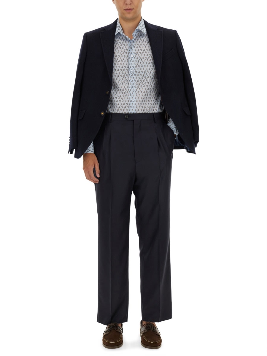 Shop Etro Wool Pants In Blue