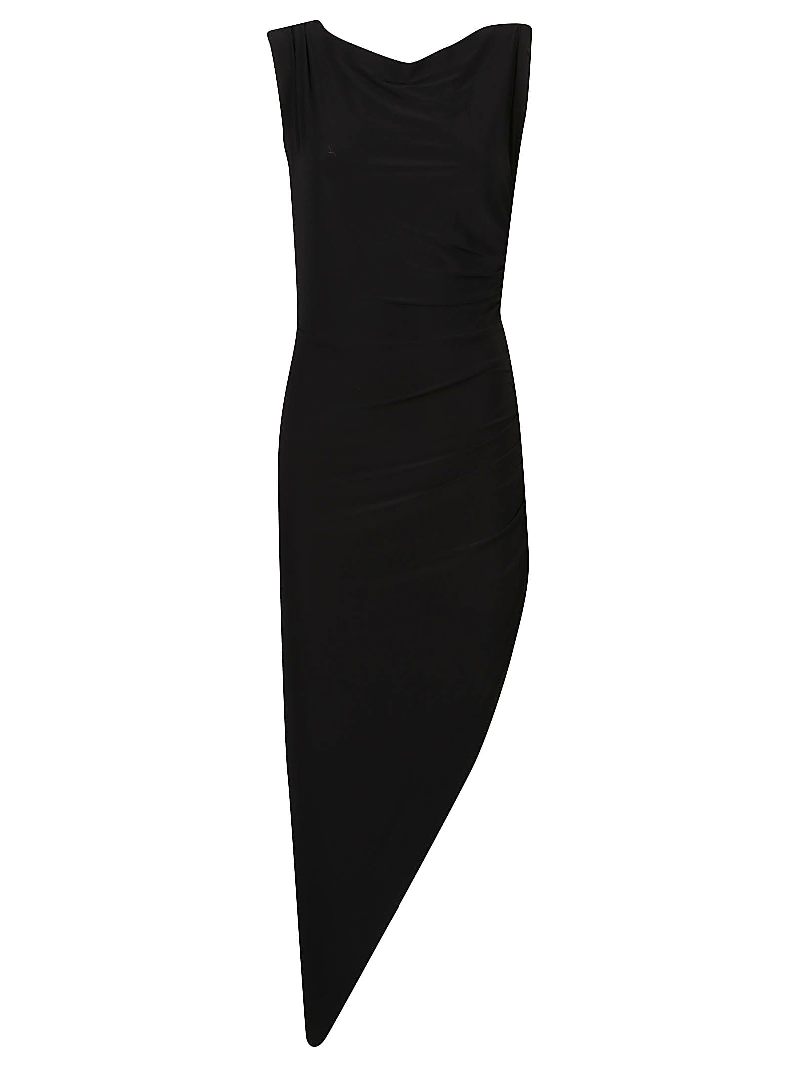 Norma Kamali Drop Shoulder Side Drape Gown In Black