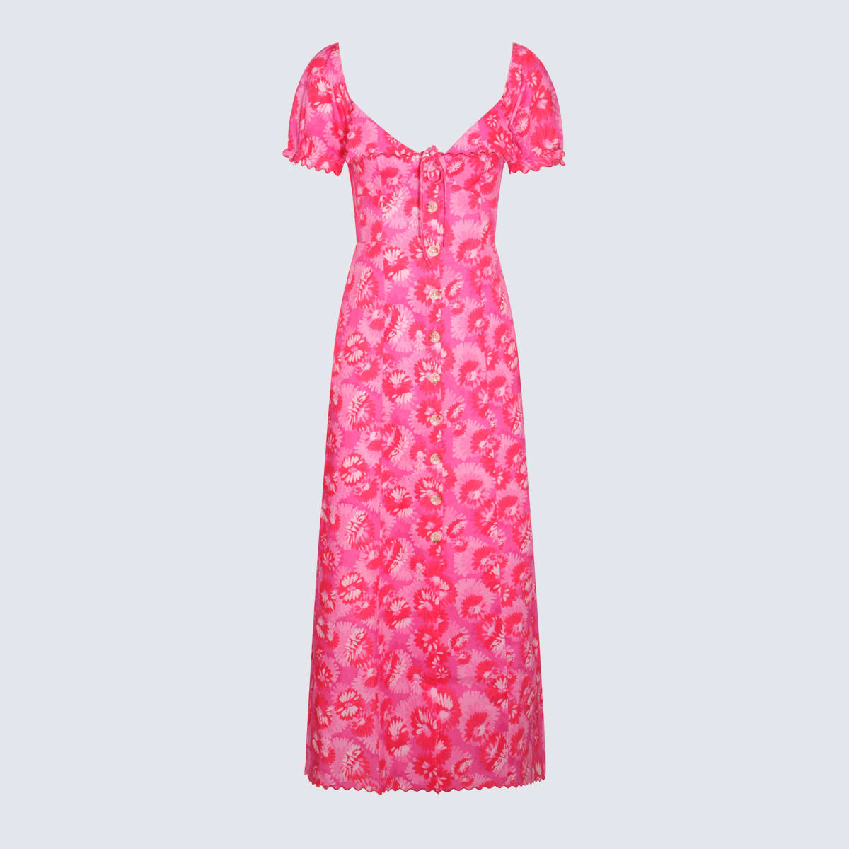 Shop Rixo London Pink Multicolour Linen-viscose Blend Briella Dress In Sunflower Fuschia