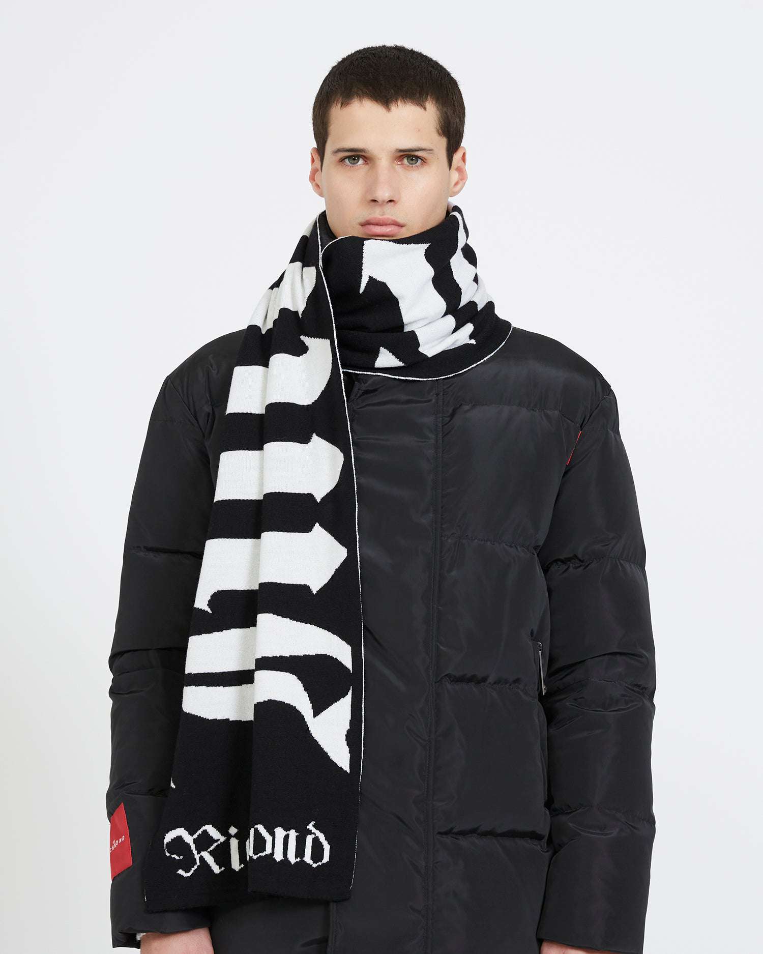 Shop John Richmond Scarf With A Contrasting Logo In Nero