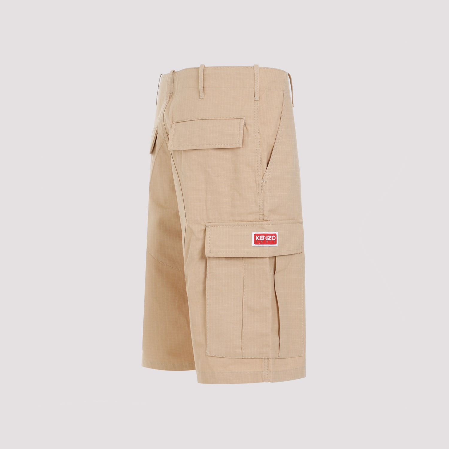 Shop Kenzo Cotton Workwear Shorts In Camel