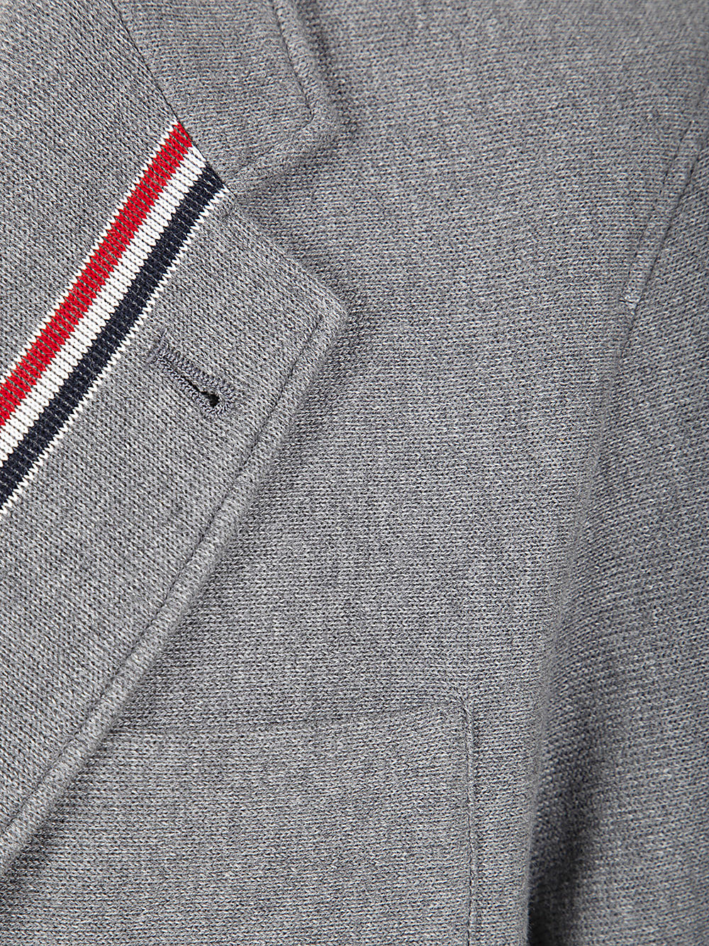 Shop Thom Browne Sack Jacket In Double Face Knit Eng Rwb Stripe In Med Grey