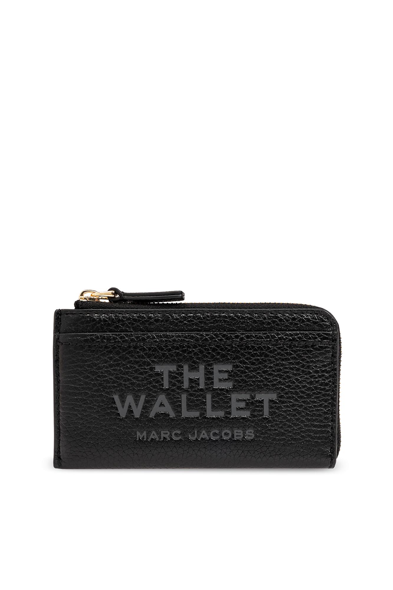 Marc Jacobs Black Wallet With Logo Detail And Snap Hook In Grained Leather Woman In Black