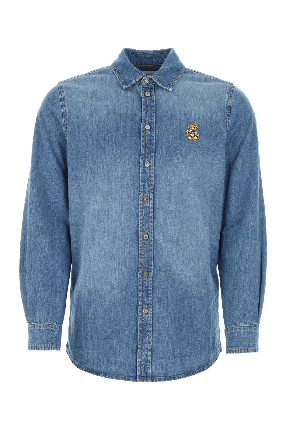 Shop Moschino Denim Shirt In Blu