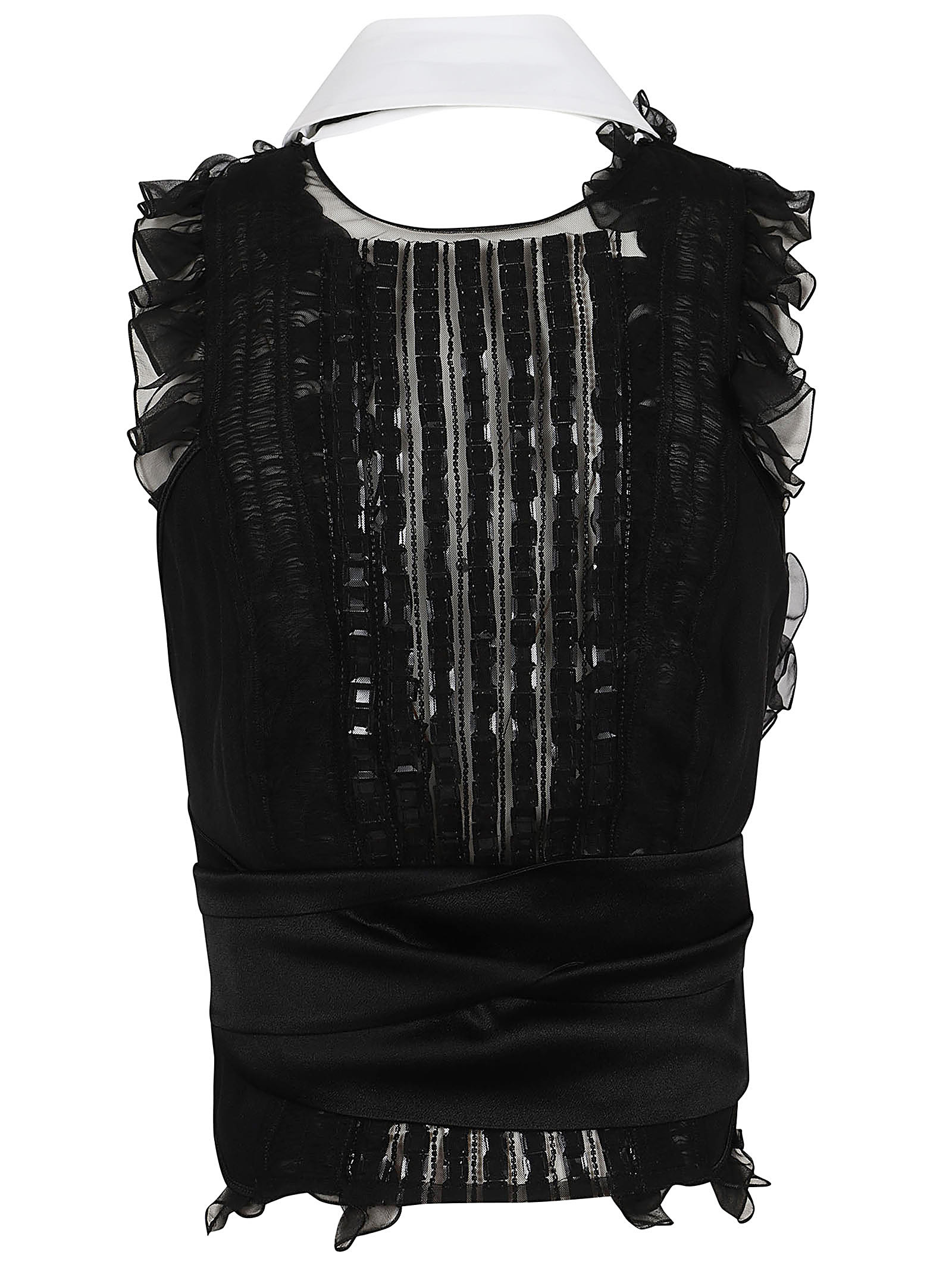 Shop Alberta Ferretti Top Chiffon Organico In Nero