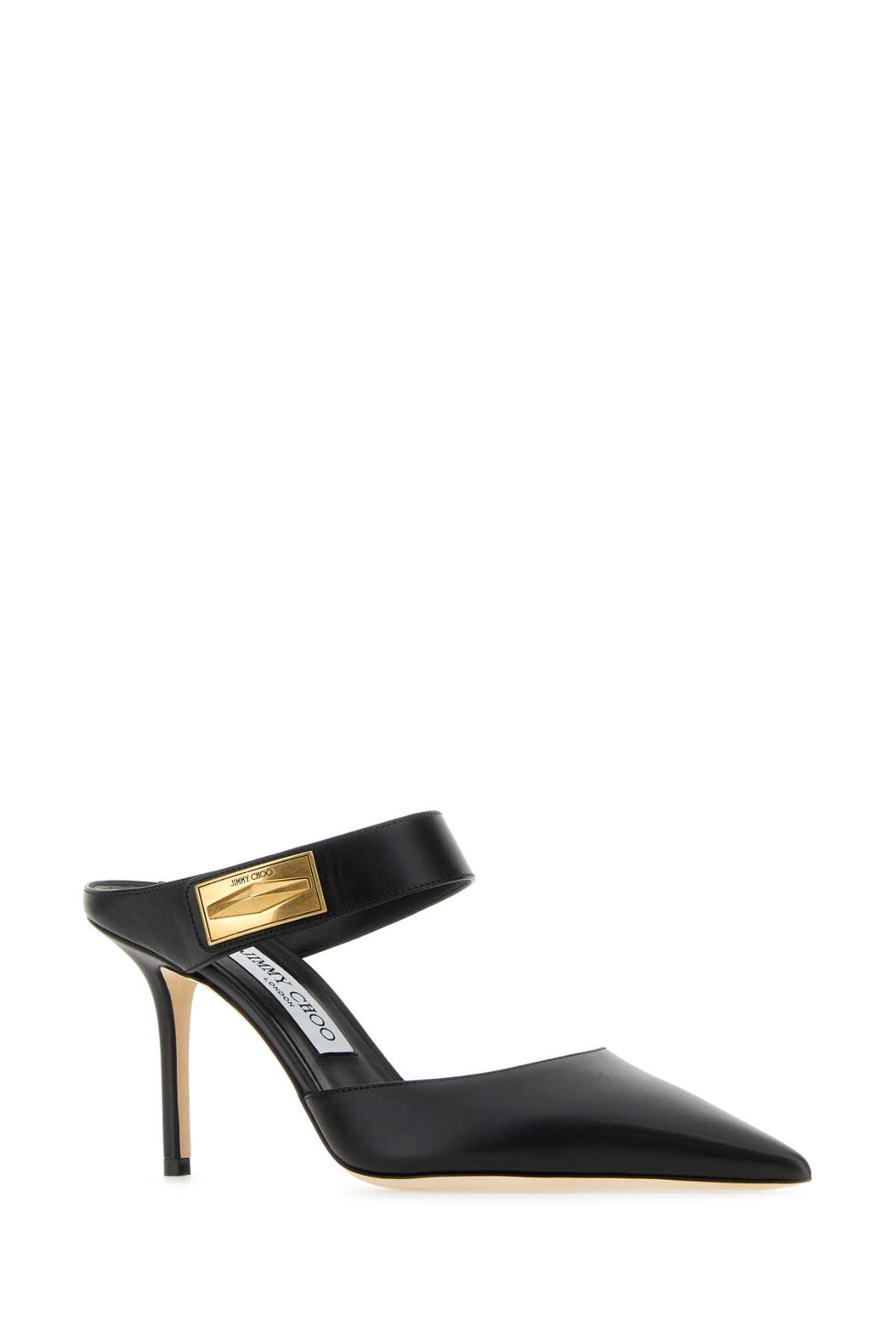 Jimmy Choo Black Leather Nell Mules