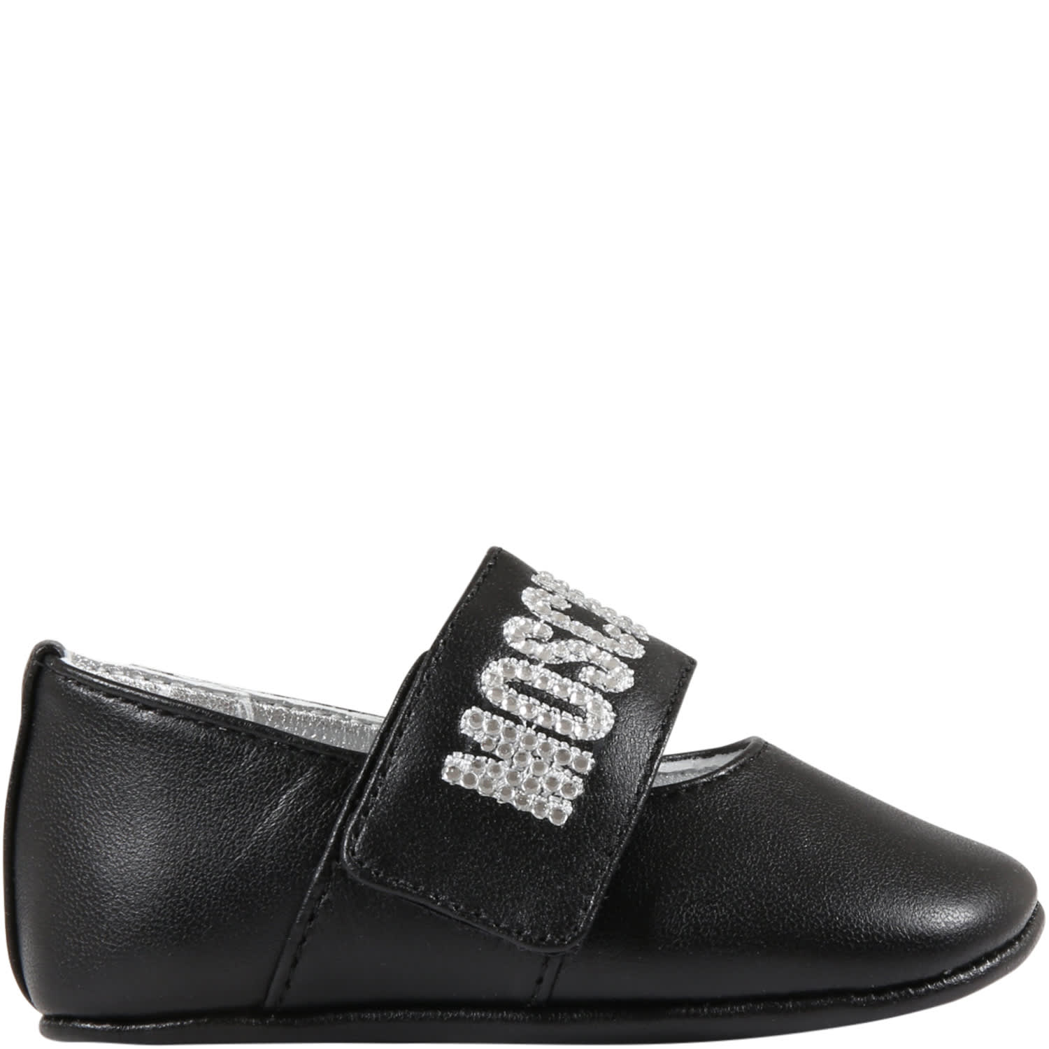 Moschino Black Ballet-flats For Baby Girl With Silver Logo