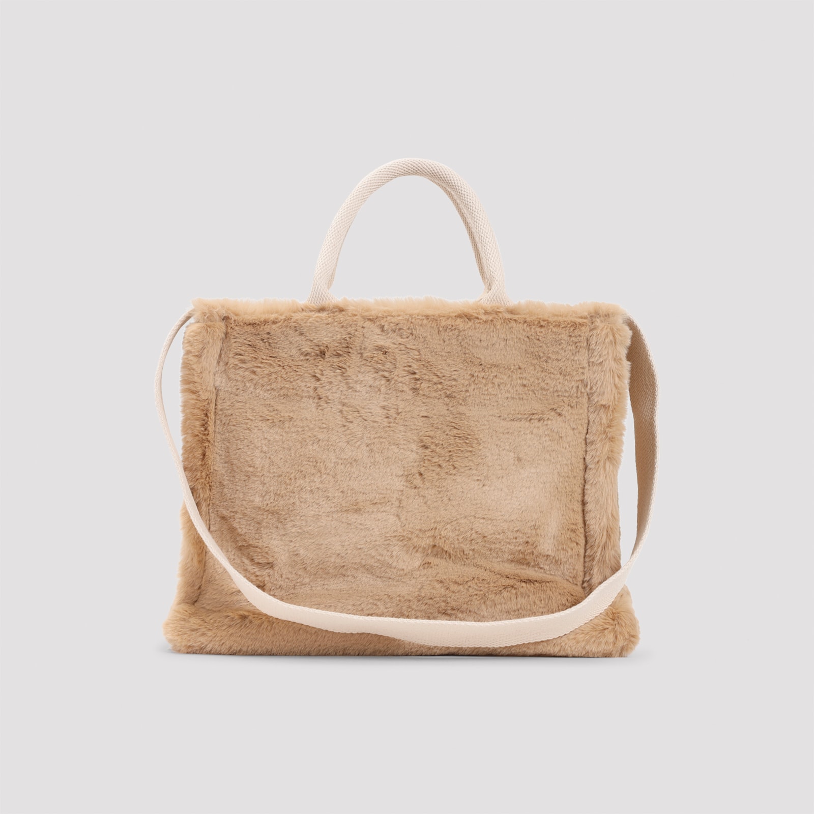 Marni Small Rectangular Basket Bag With Plush Faux Fur Fabric