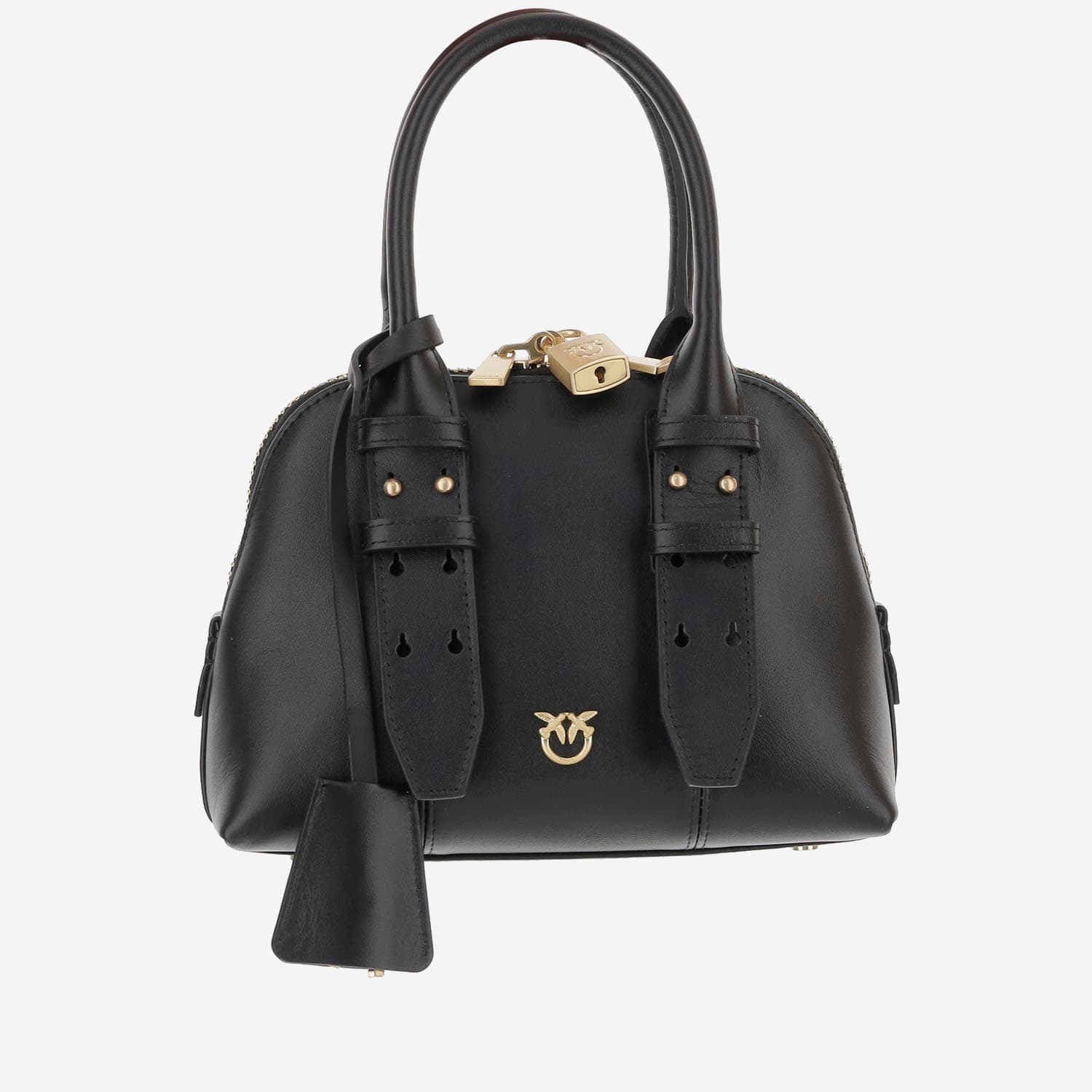 Pinko Mini Escape Leather Handbag In Black