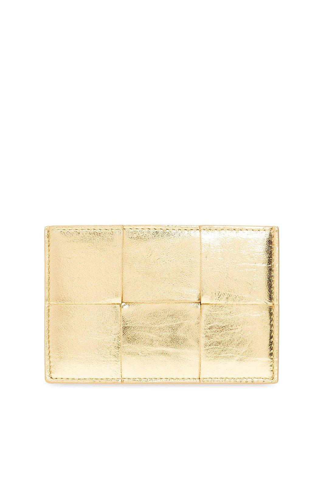 Shop Bottega Veneta Cassette Card Holder In Gold-gold