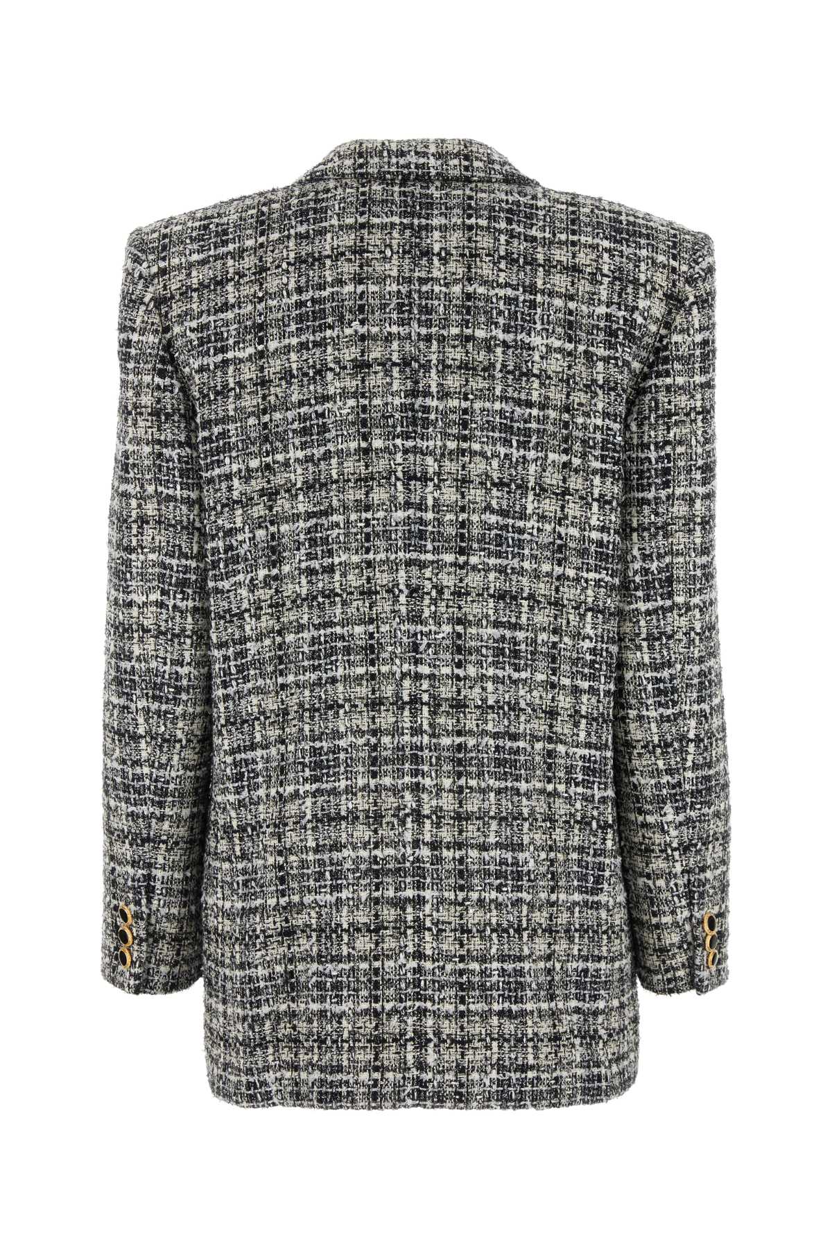 Alessandra Rich Women Embroidered Tweed Oversize Blazer In Whiteblack