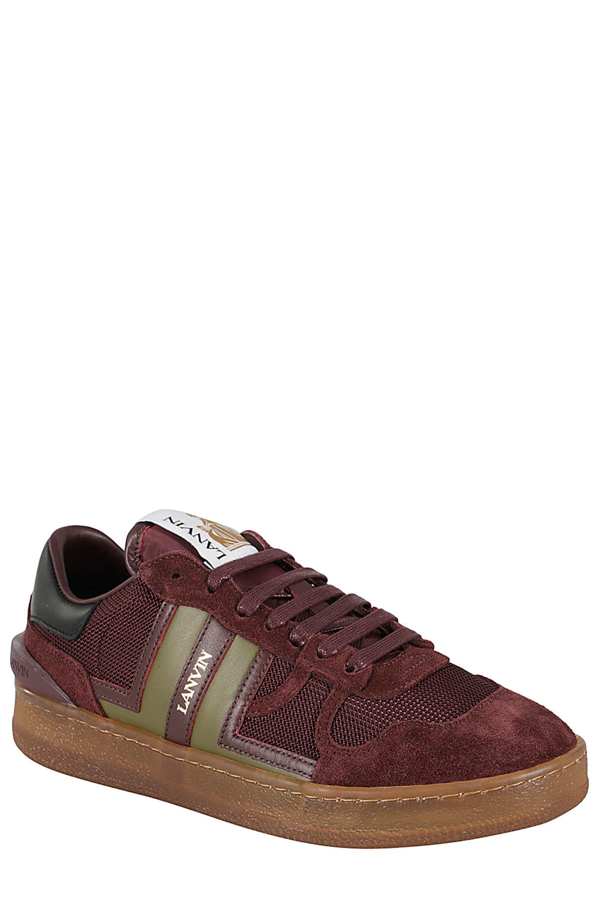 Shop Lanvin Clay Sneakers With Translucid Sole In Burgundy Green