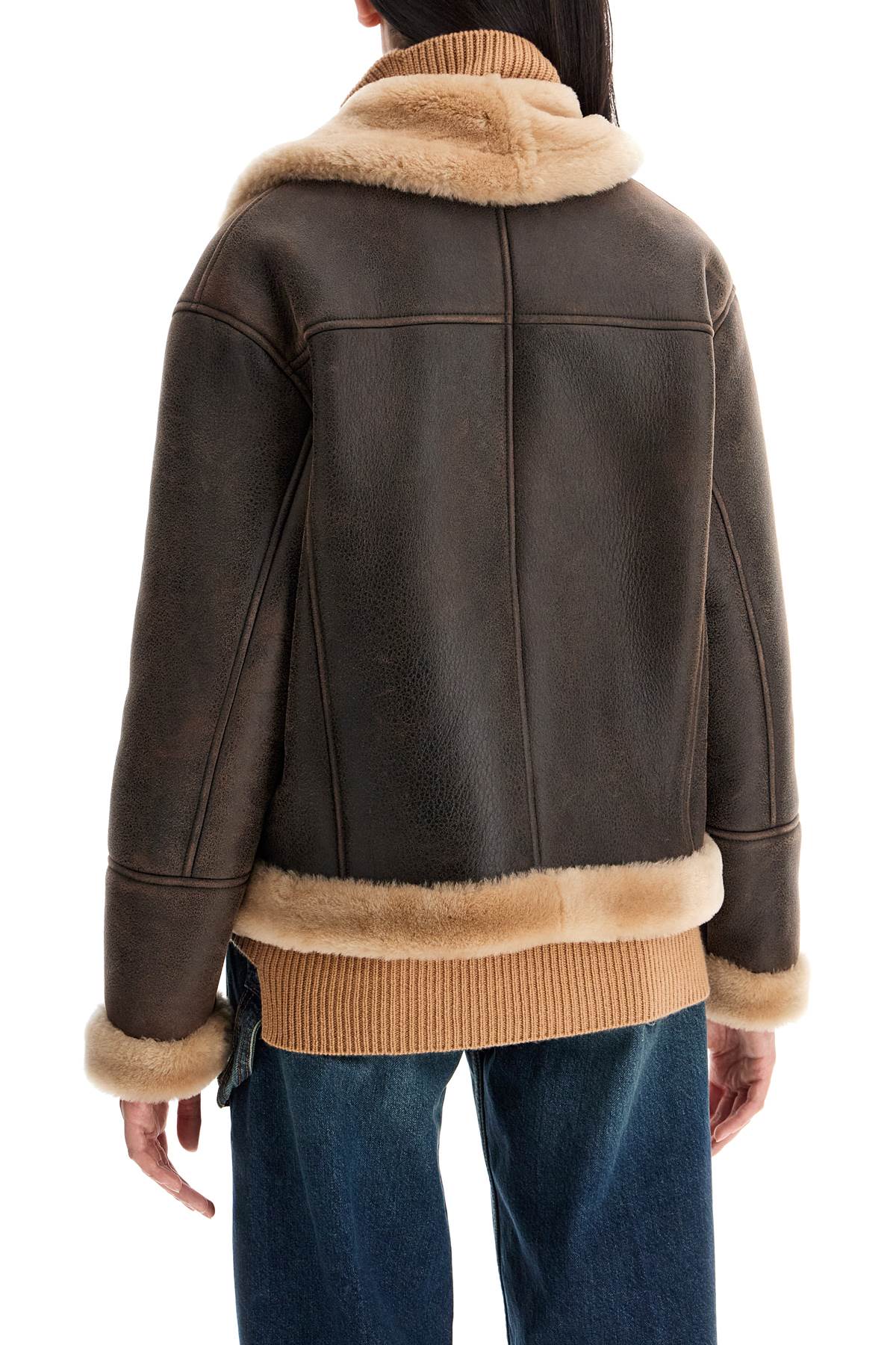 Shop Blancha Shearling Jacket In Mogano/beige (brown)