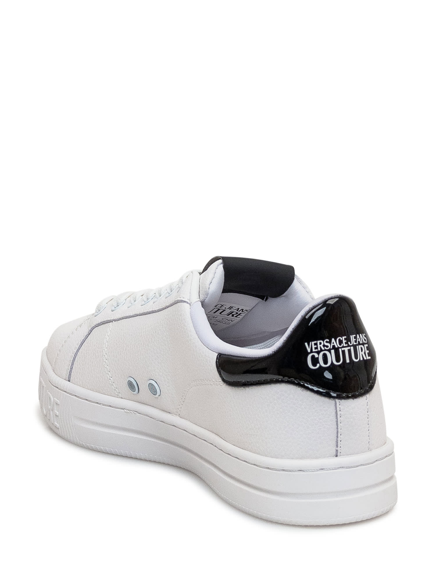 Shop Versace Jeans Couture Court 88 V-emblem Sneaker In White/black