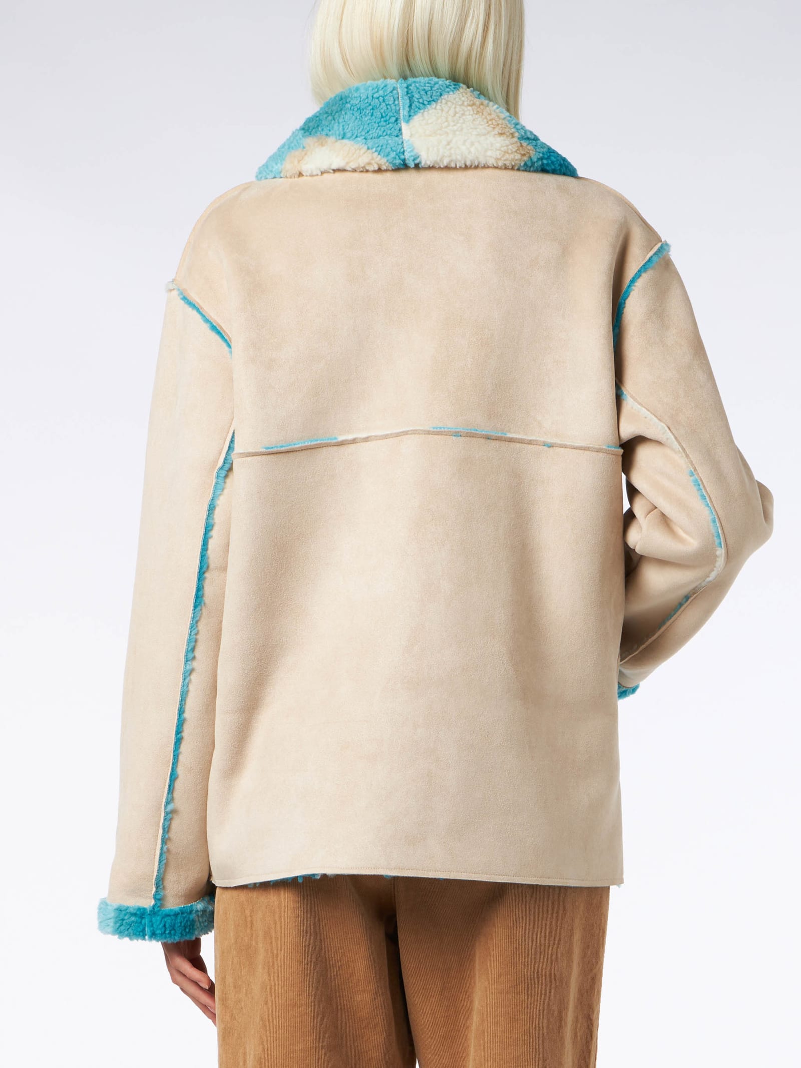 Shop Mc2 Saint Barth Woman Reversible Shearling Jacket In White