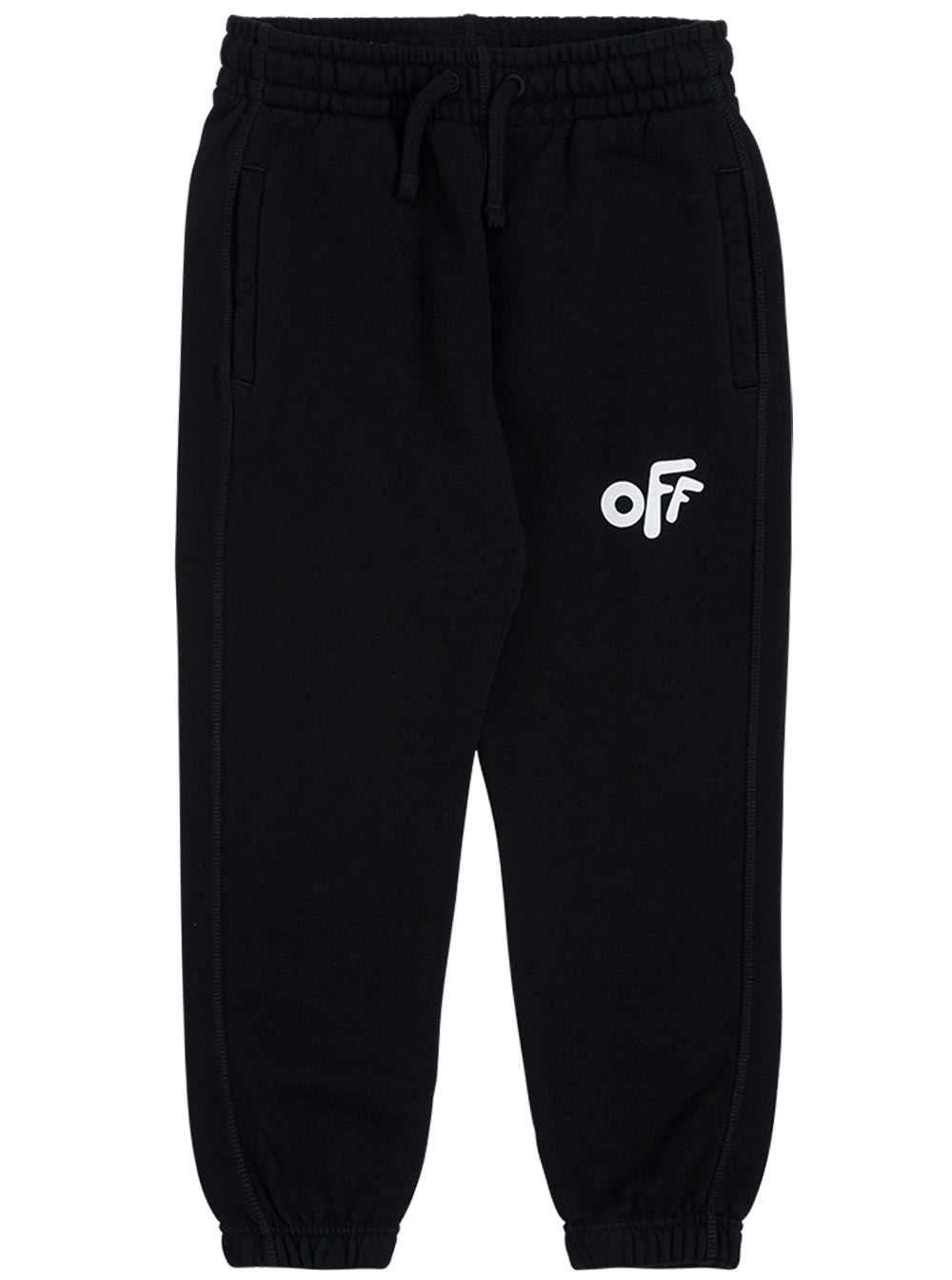 OFF-WHITE BLACK COTTON JOGGERS WITH OFF PRINT,OBCH001F21FLE0011001