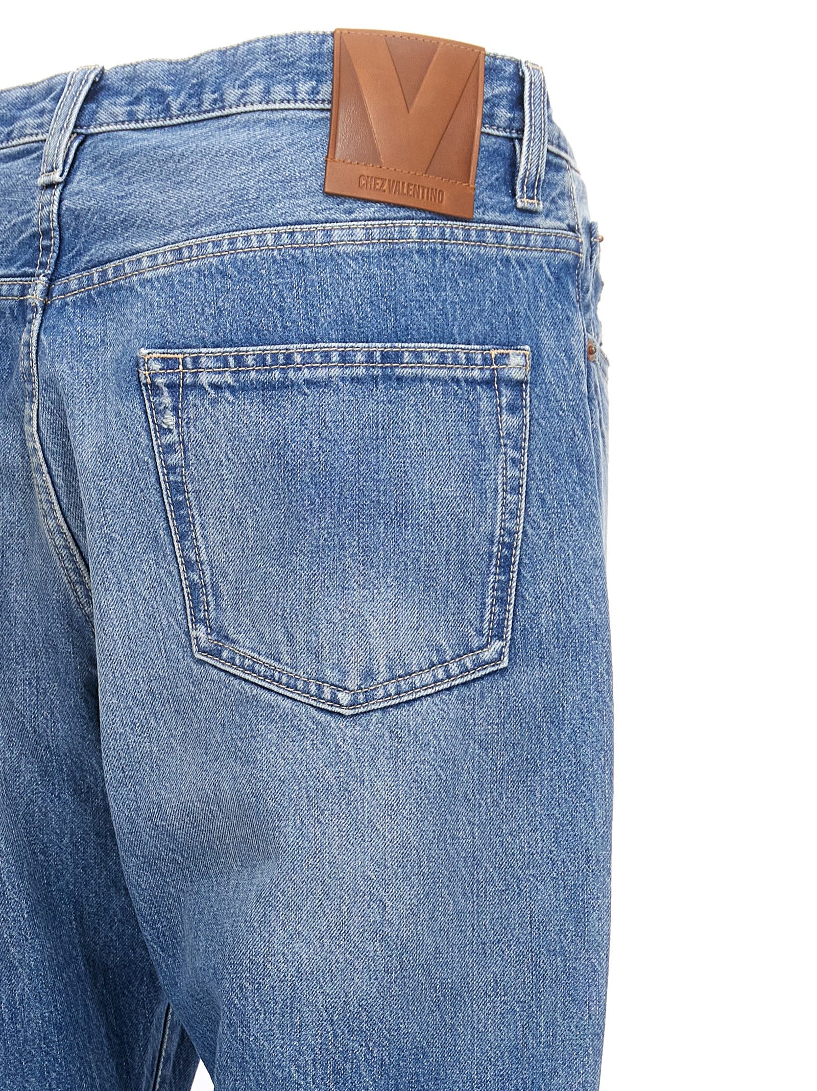 Valentino Blue Washed-effect Denim Jeans In Blue