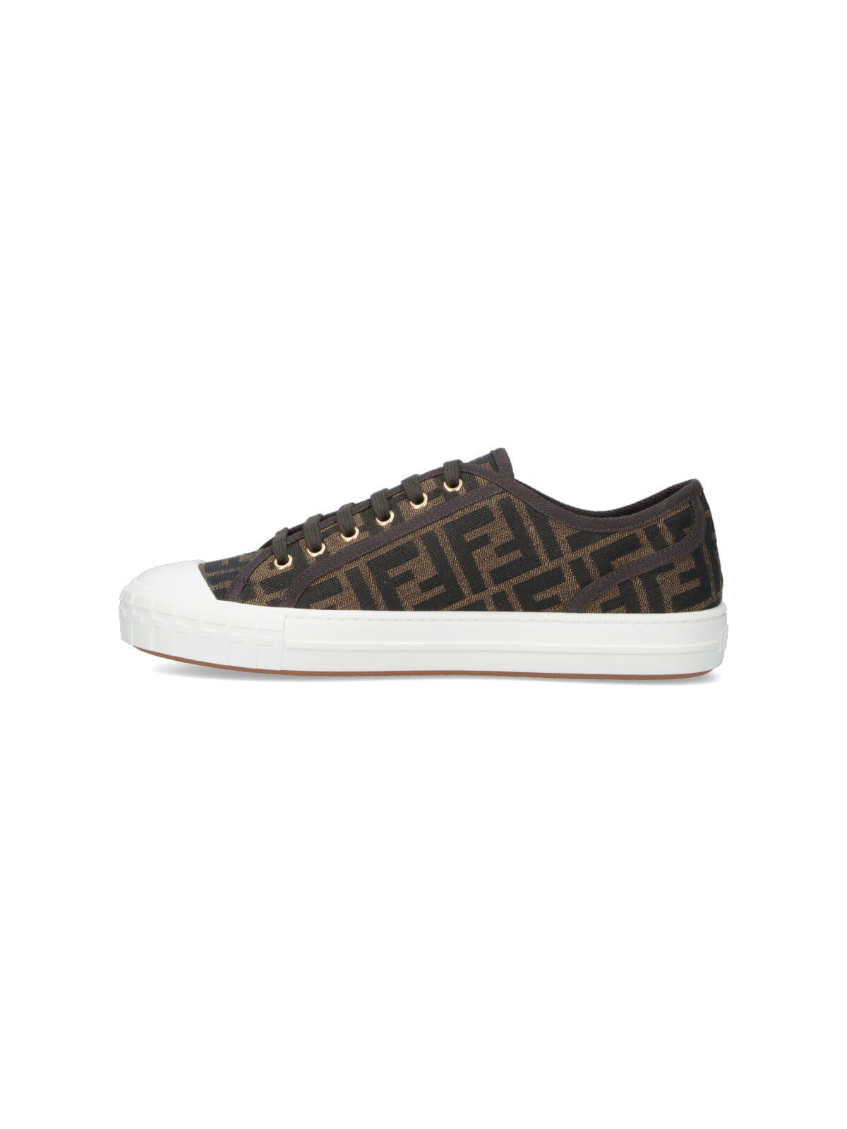 Fendi Men Brown Sneaker With All-over Ff Motif In Fabric Man In Black