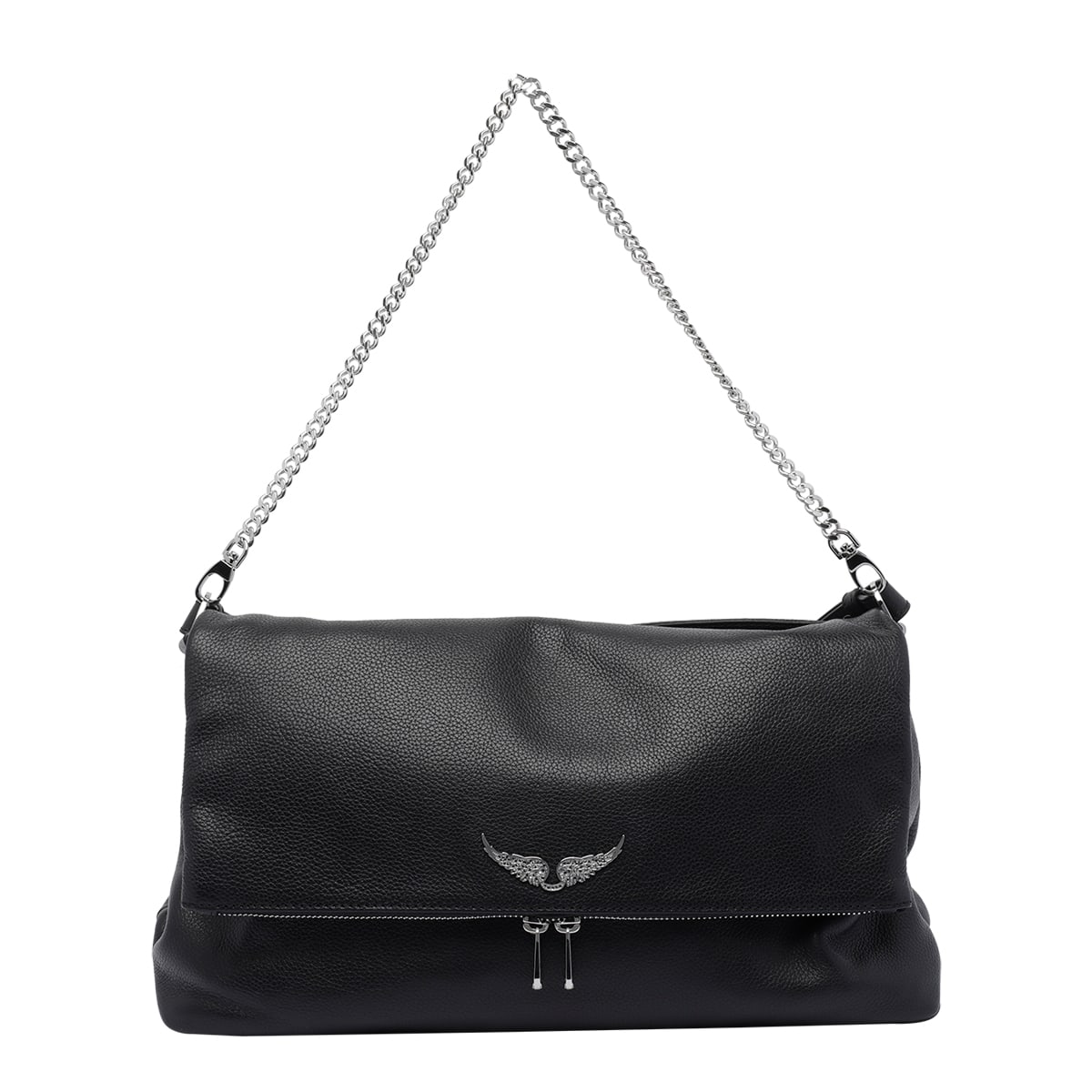 Zadig & Voltaire Xl Rocky Shoulder Bag In Black