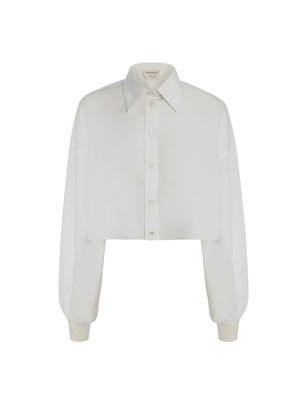 Alexander McQueen Woman White Cropped Shirt With Balloon Sleeves