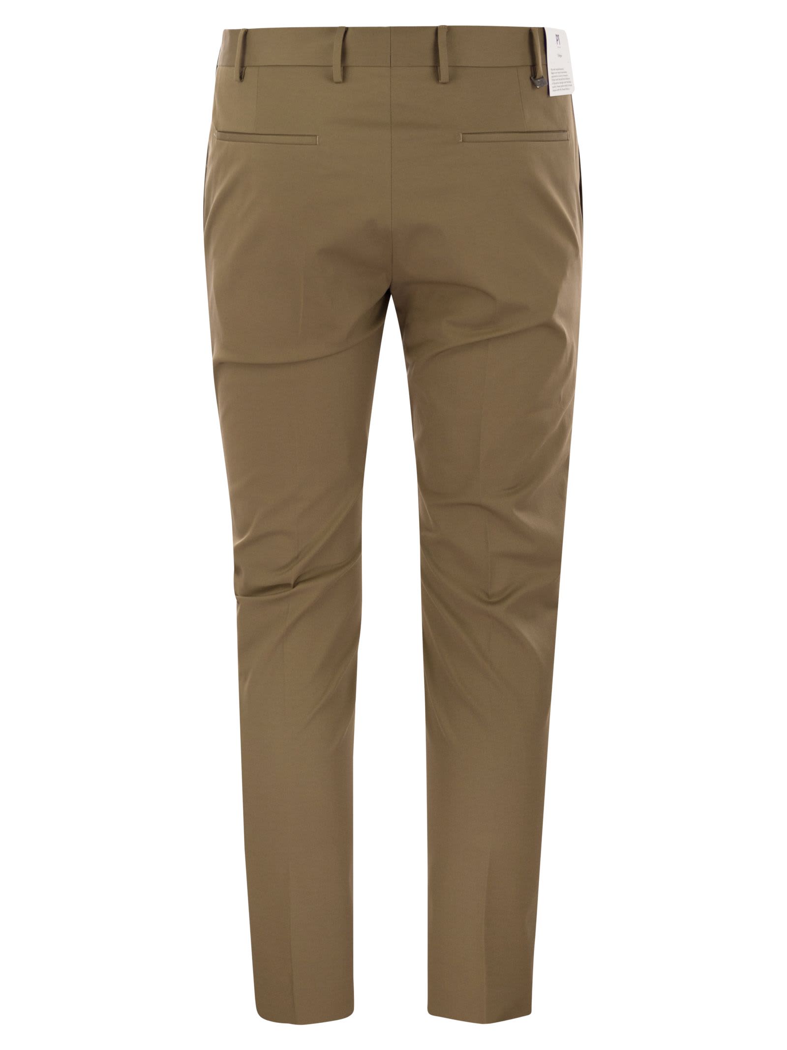 Pt Torino Khaki Stretch Cotton Blend Pant In Hazelnut