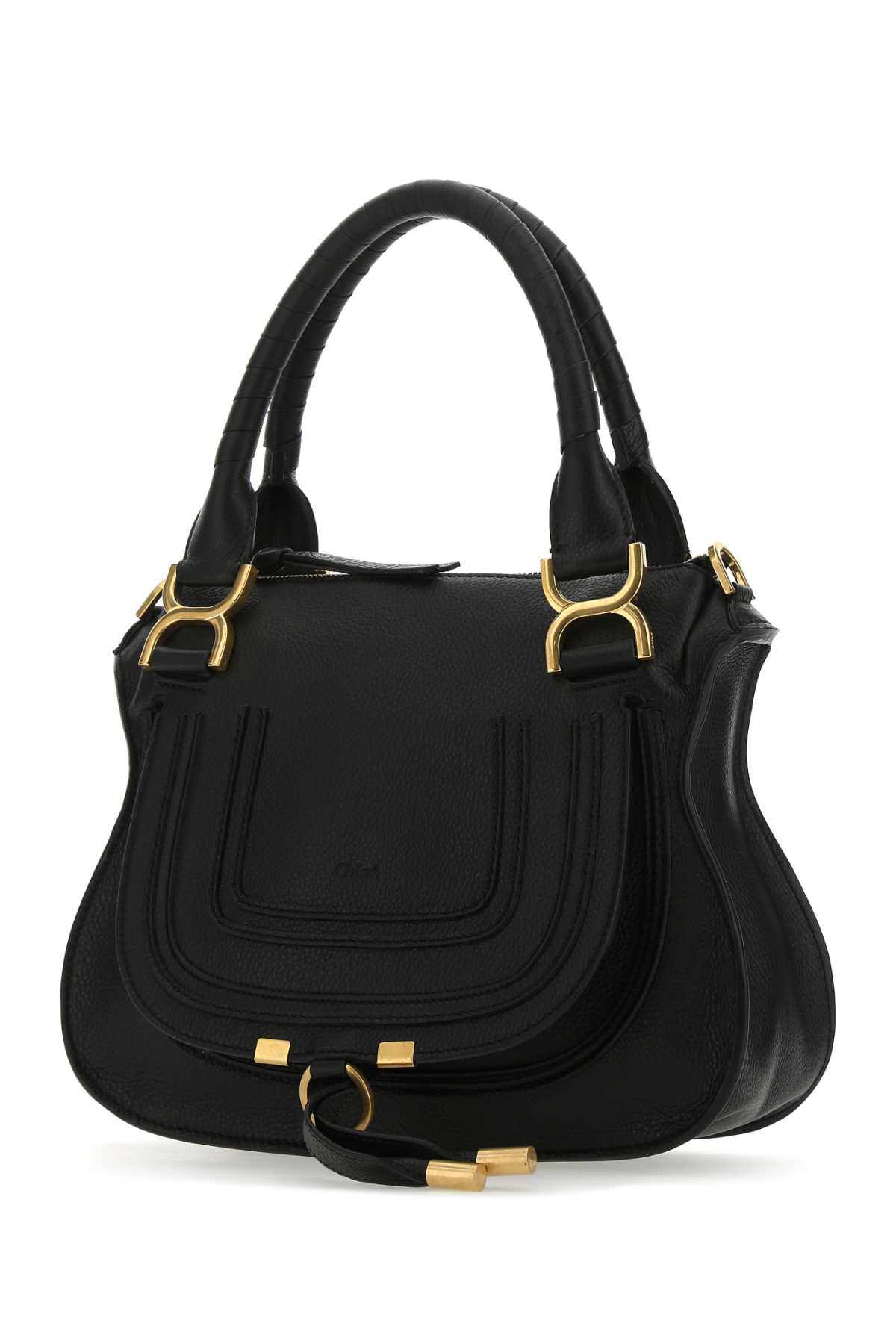 Shop Chloé Black Leather Medium Marcie Handbag In 001
